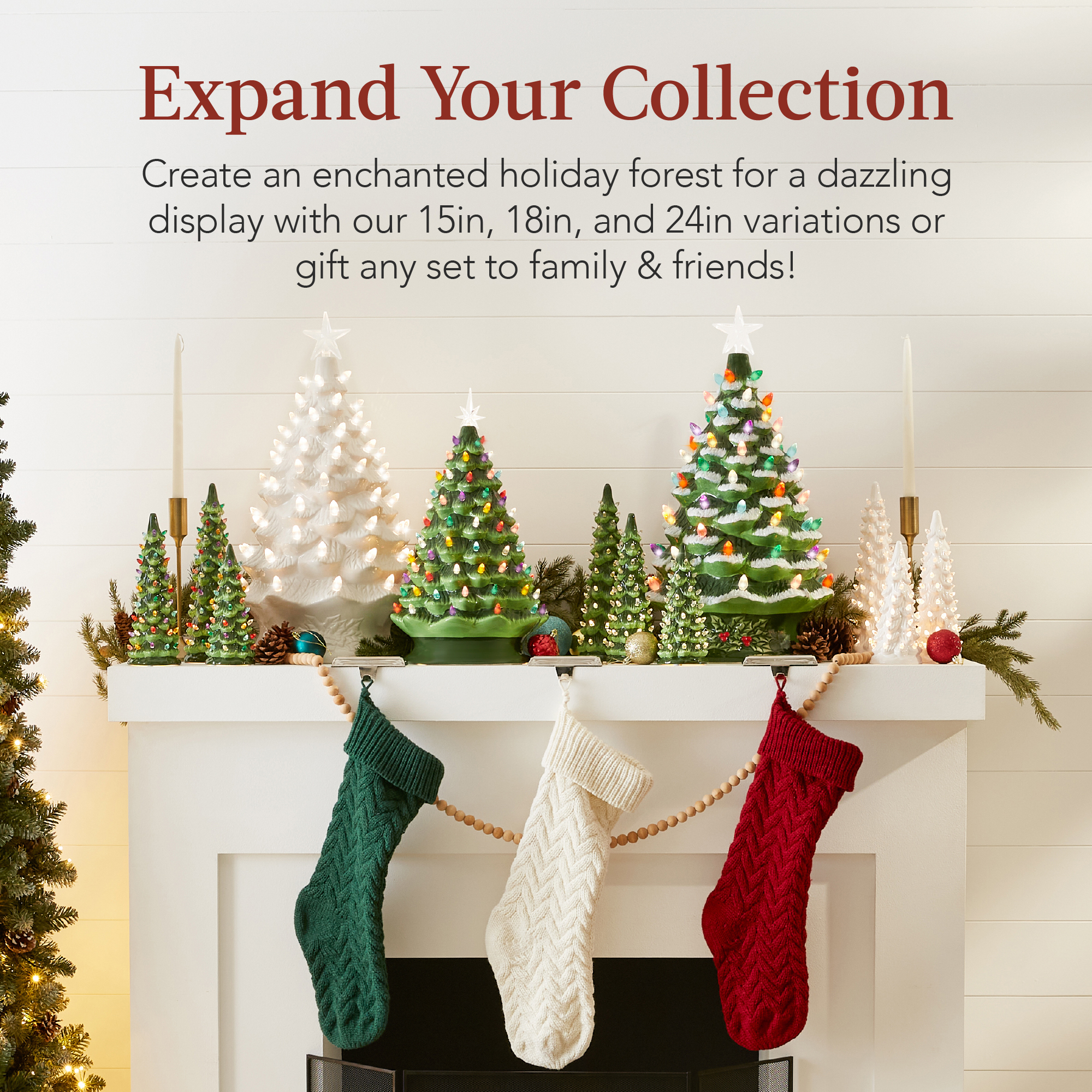 Best Choice Products XL Pre-Lit Ceramic Tree Decoration LED Light Timer - 24in