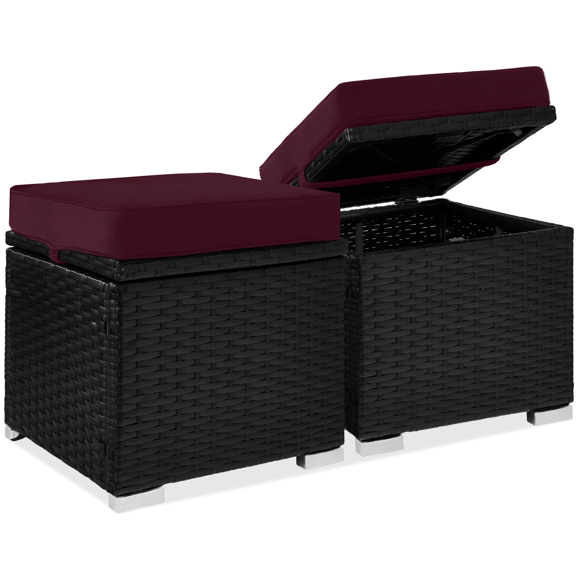Best Choice Products Wicker Ottomans Multipurpose Removable Cushions Set of 2