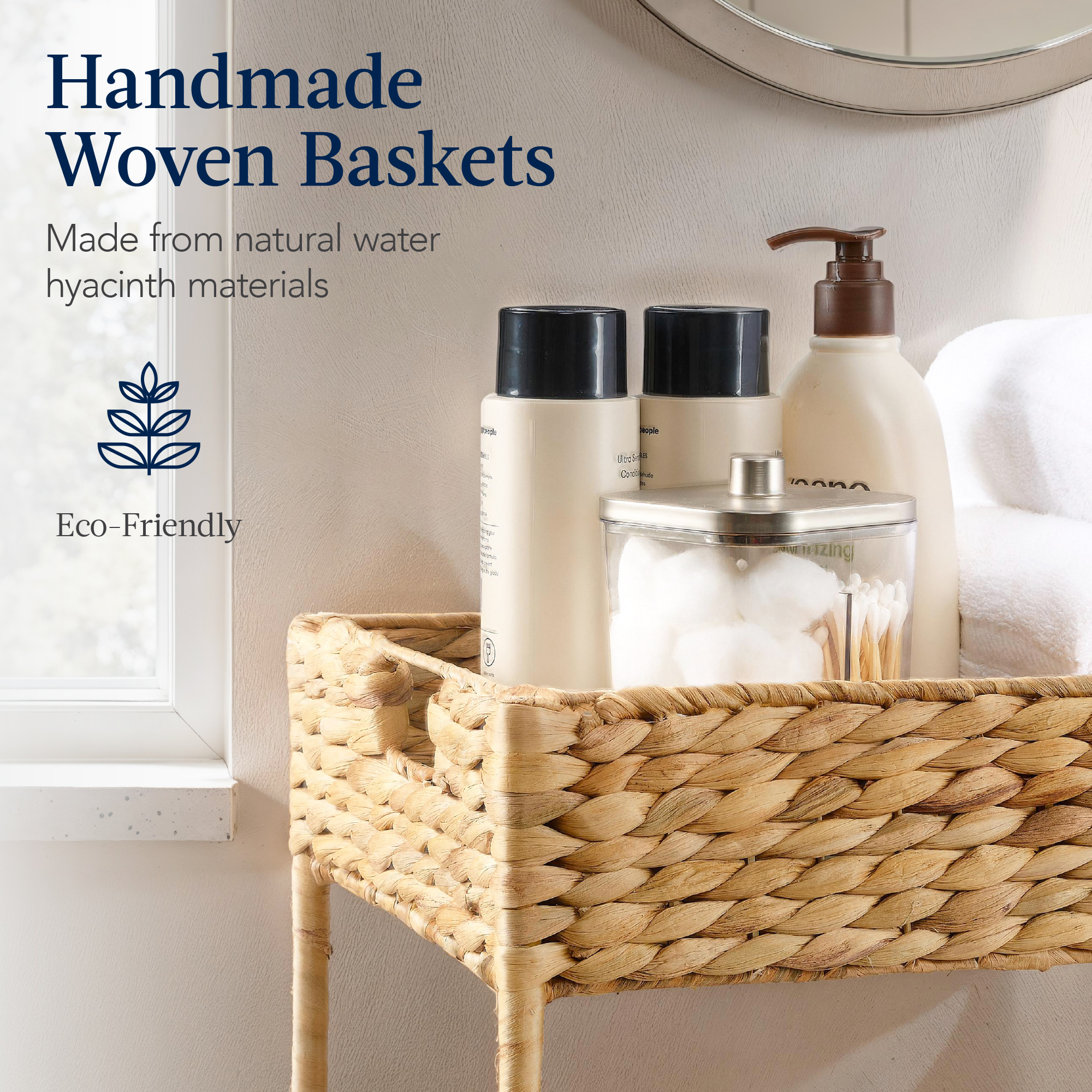 3-Tier Water Hyacinth Rolling Utility Cart w/ Weaved Baskets – Natural — photo 2