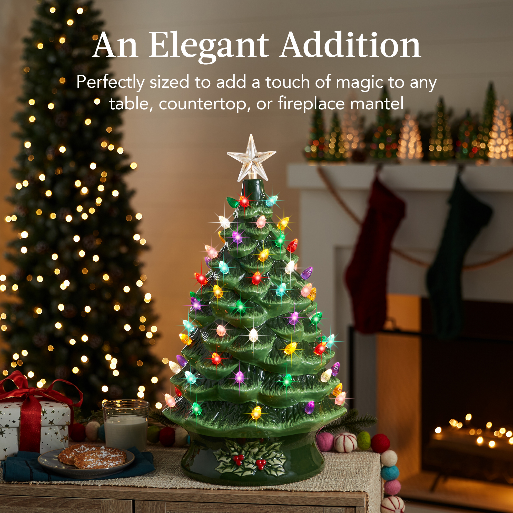 Best Choice Products XL Pre-Lit Ceramic Tree Decoration LED Light Timer - 24in