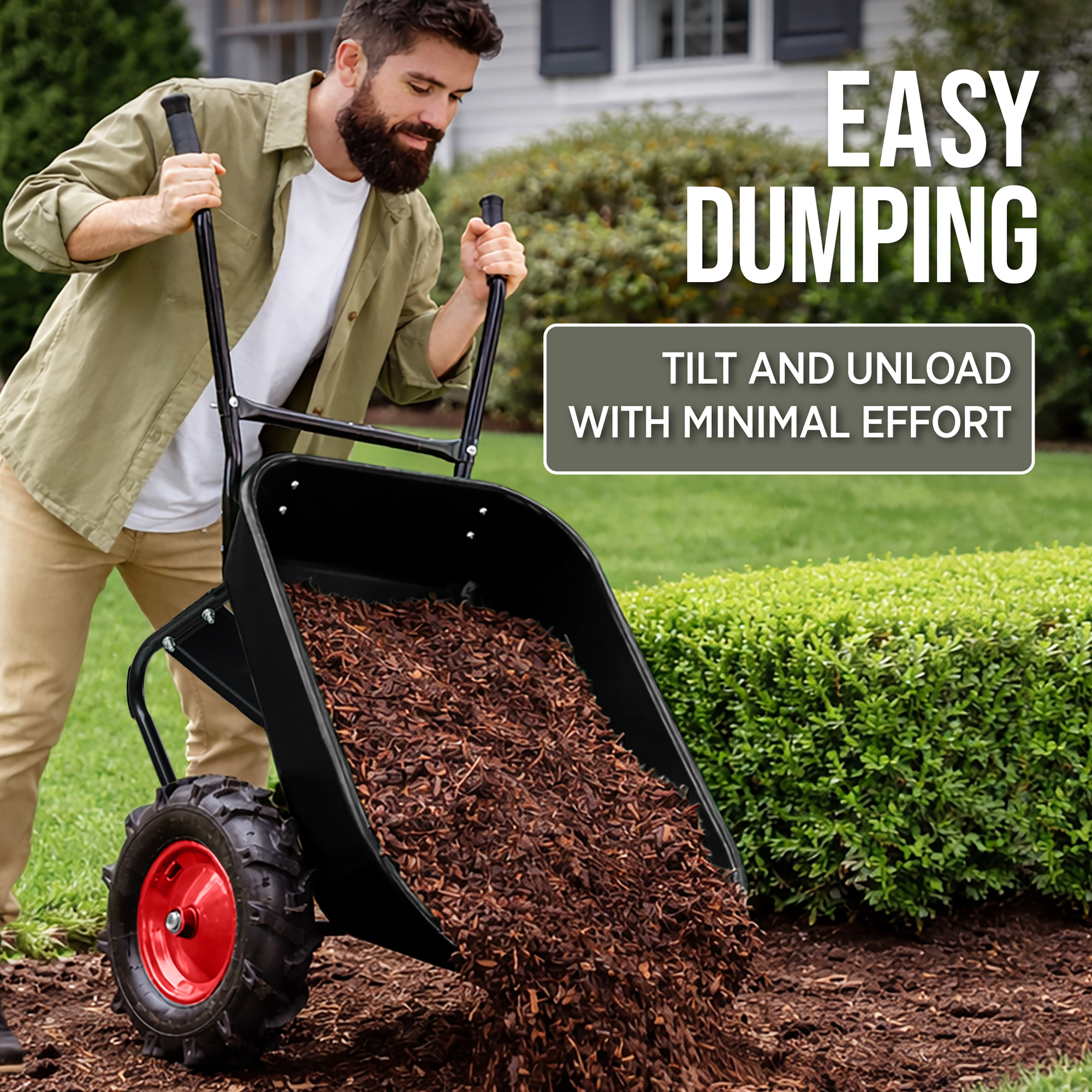 Best Choice Products Dual-Wheel Wheelbarrow w/Built in Stand Capacity ...