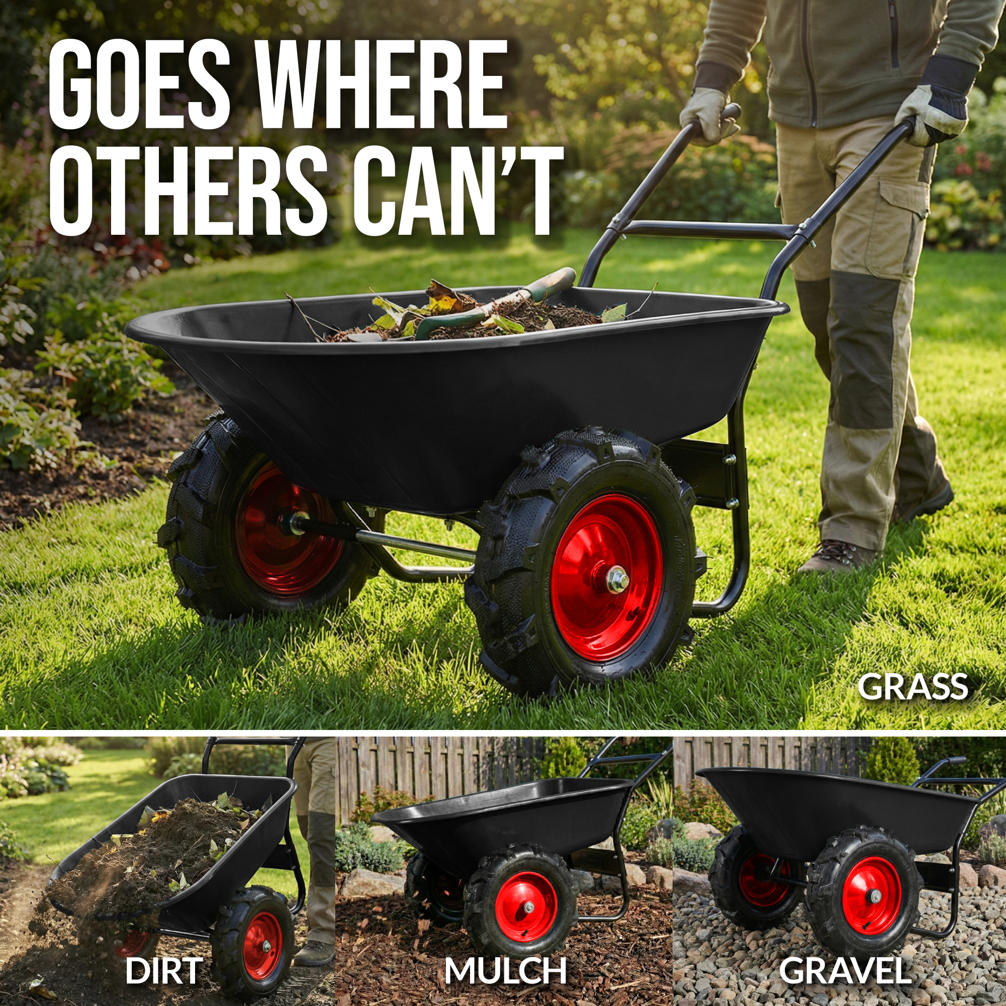 Best Choice Products Dual-Wheel Wheelbarrow w/Built in Stand Capacity ...