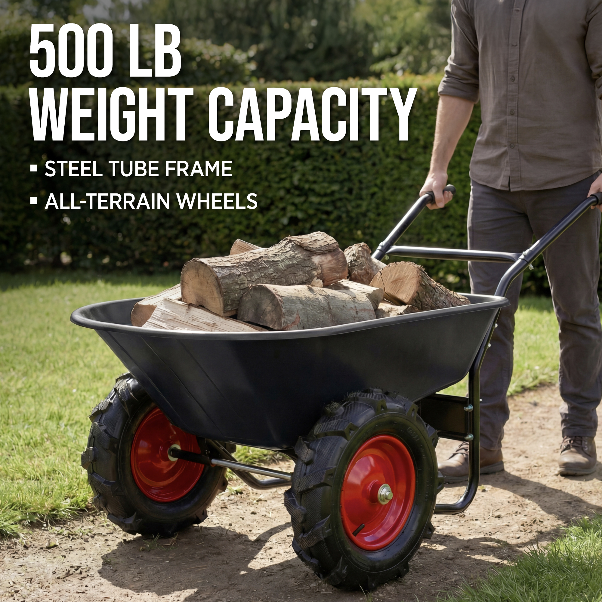 Best Choice Products Dual-Wheel Wheelbarrow w/Built in Stand Capacity ...
