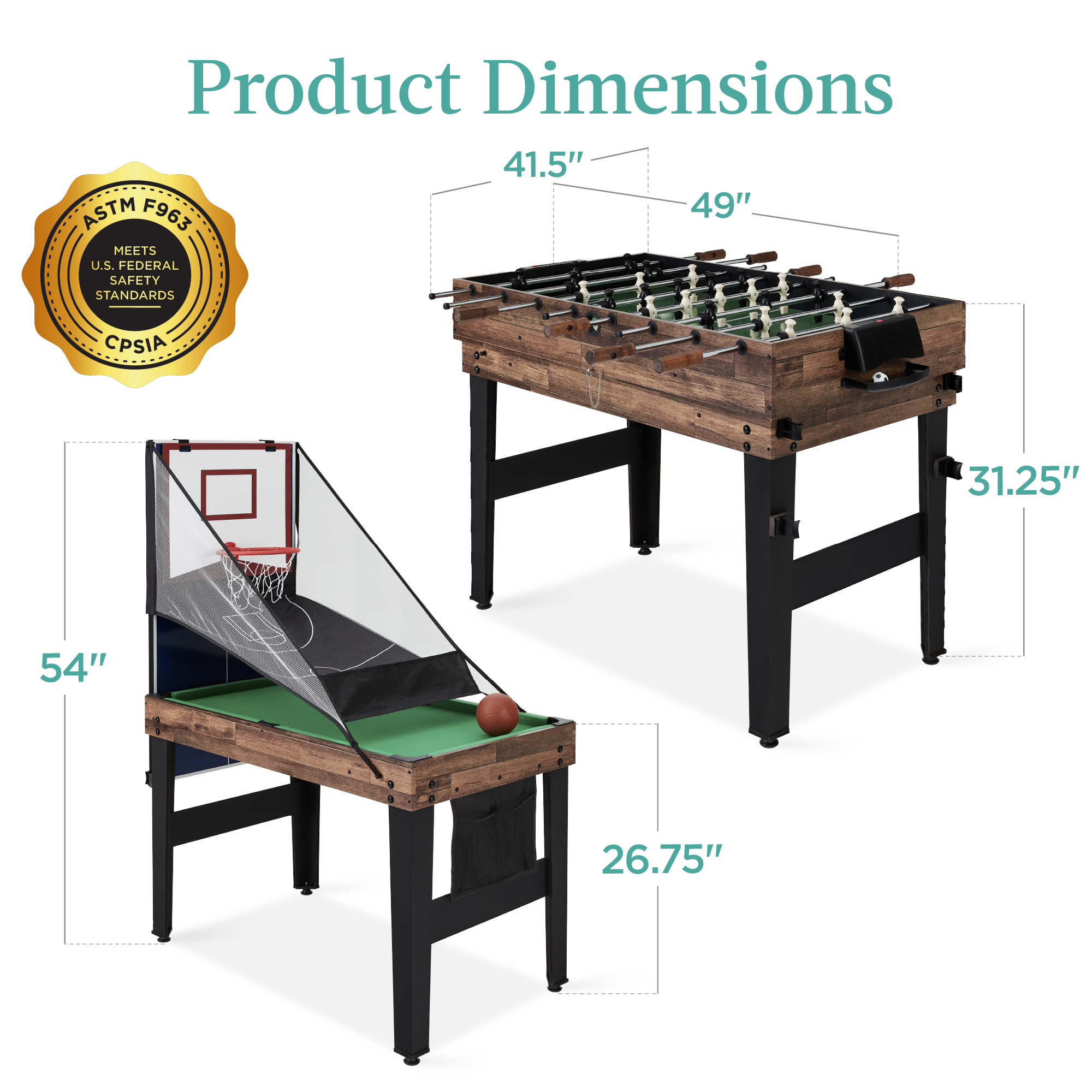 Best Choice Products 13-in-1 Combo Game Table Set Ping Pong Foosball ...