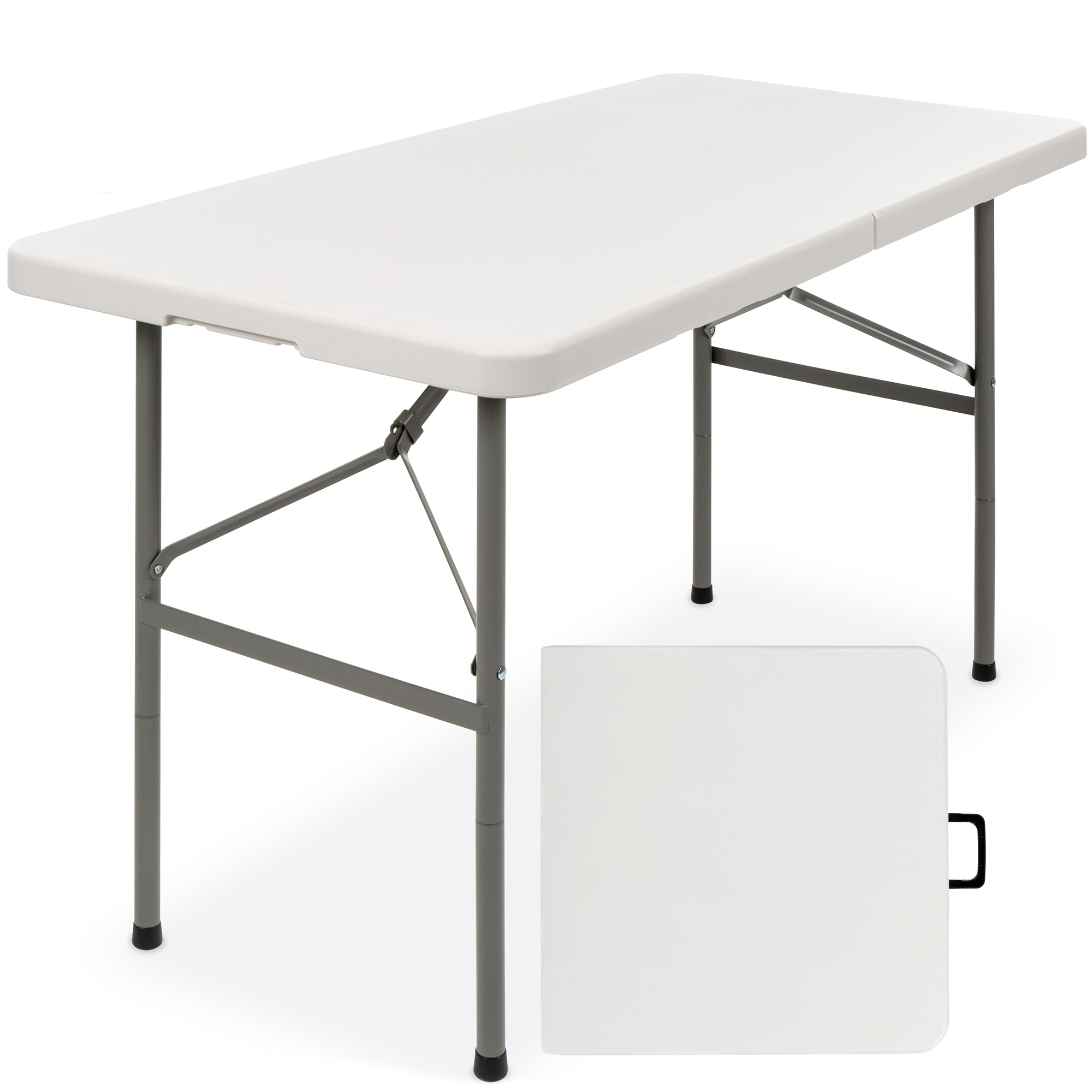 Best Choice Products Portable Folding Plastic Dining Table w/ Handle Lock - 4ft