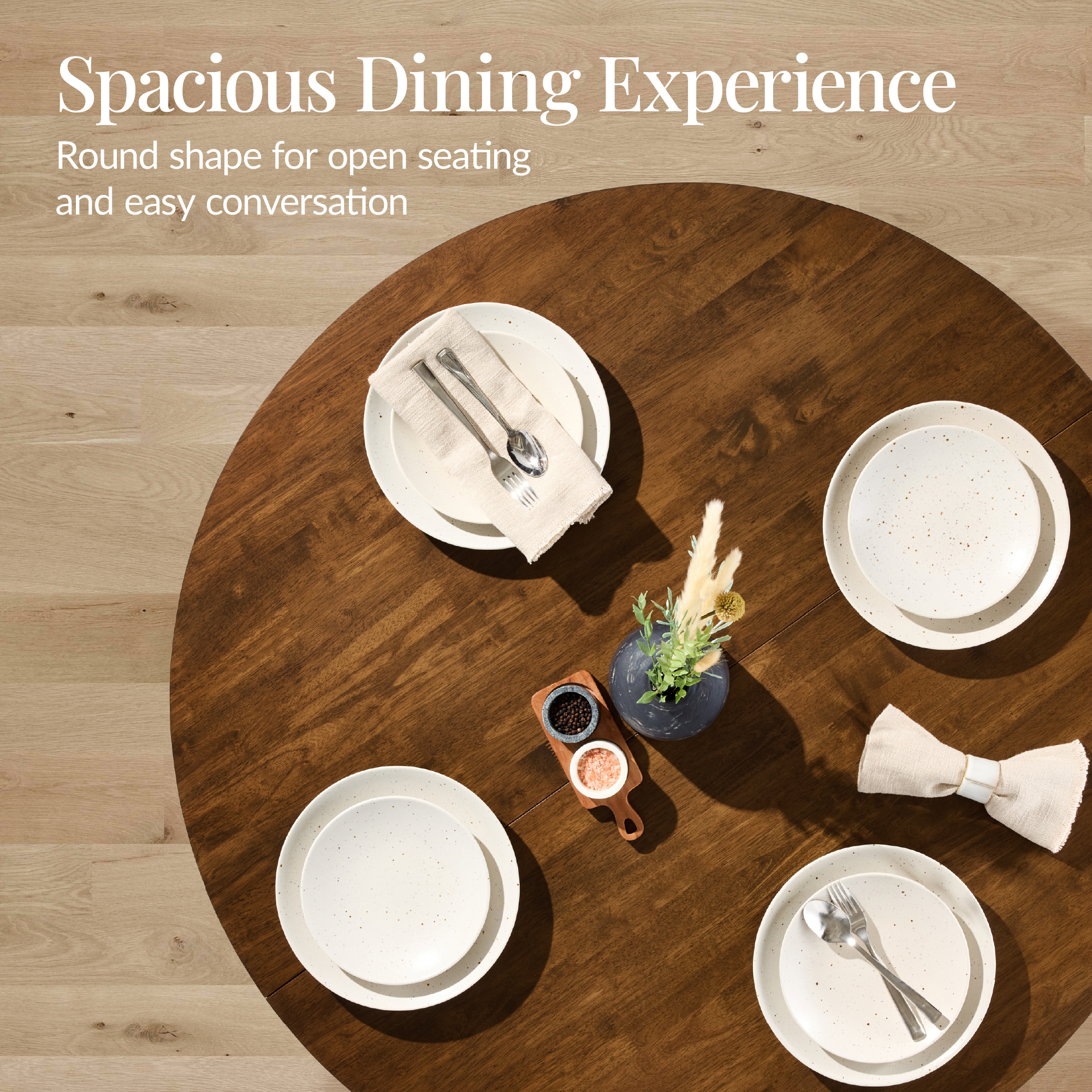 Best Choice Products Round Solid Wood Dining Table Modern Farmhouse ...