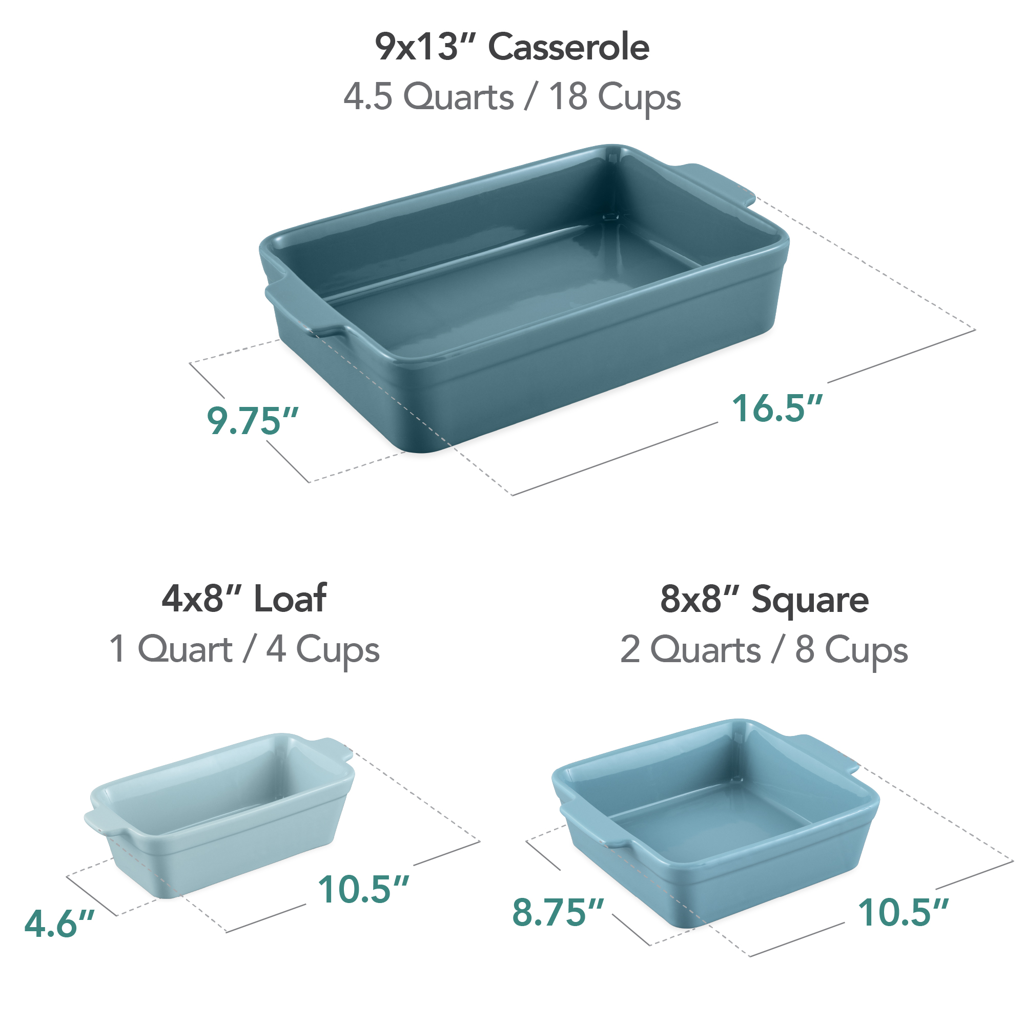 Best Choice Products 3-Piece Ceramic Bakeware Set Stoneware Baking Dishes