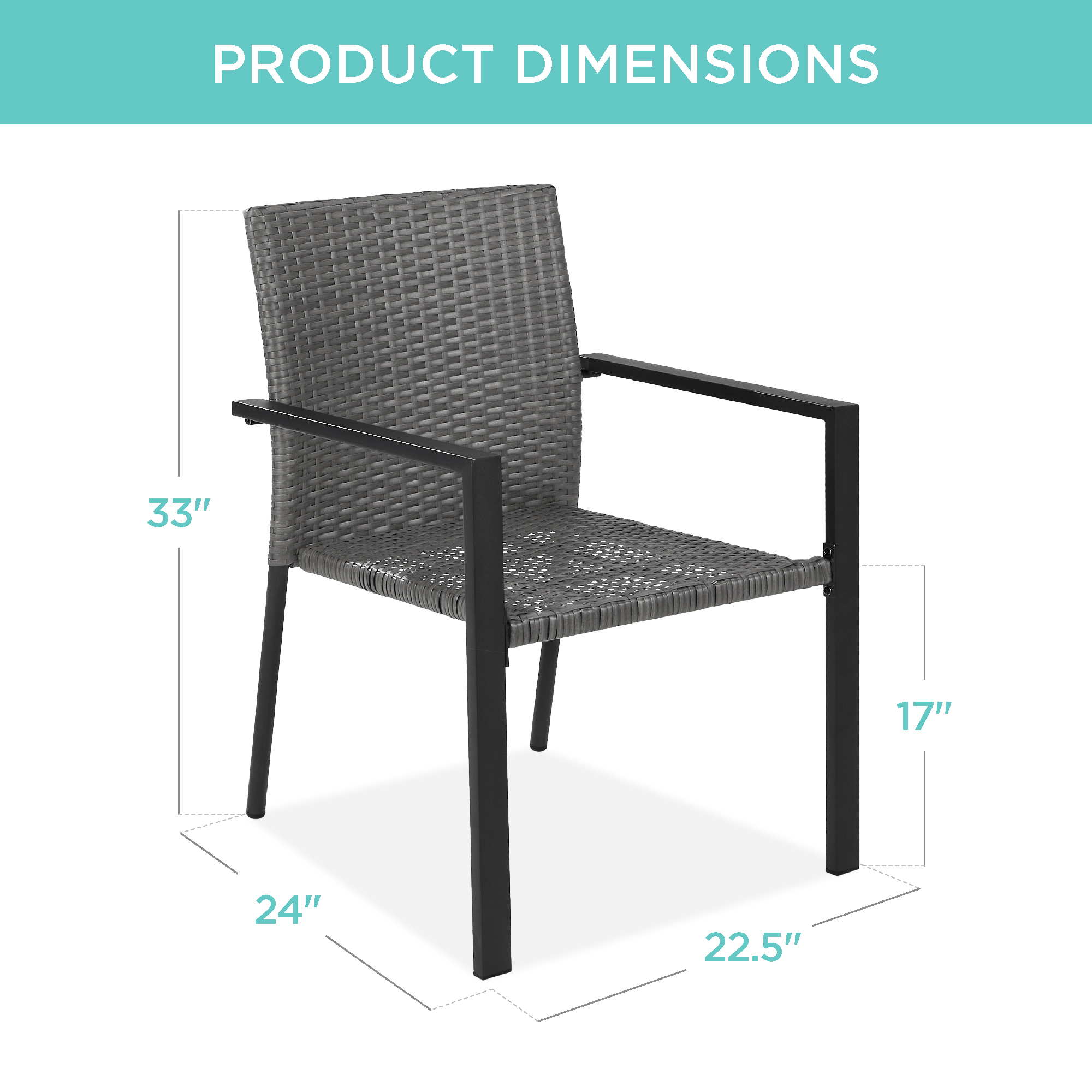 Best Choice Products Stackable Wicker Chairs Armrests Steel Accent Set of 2