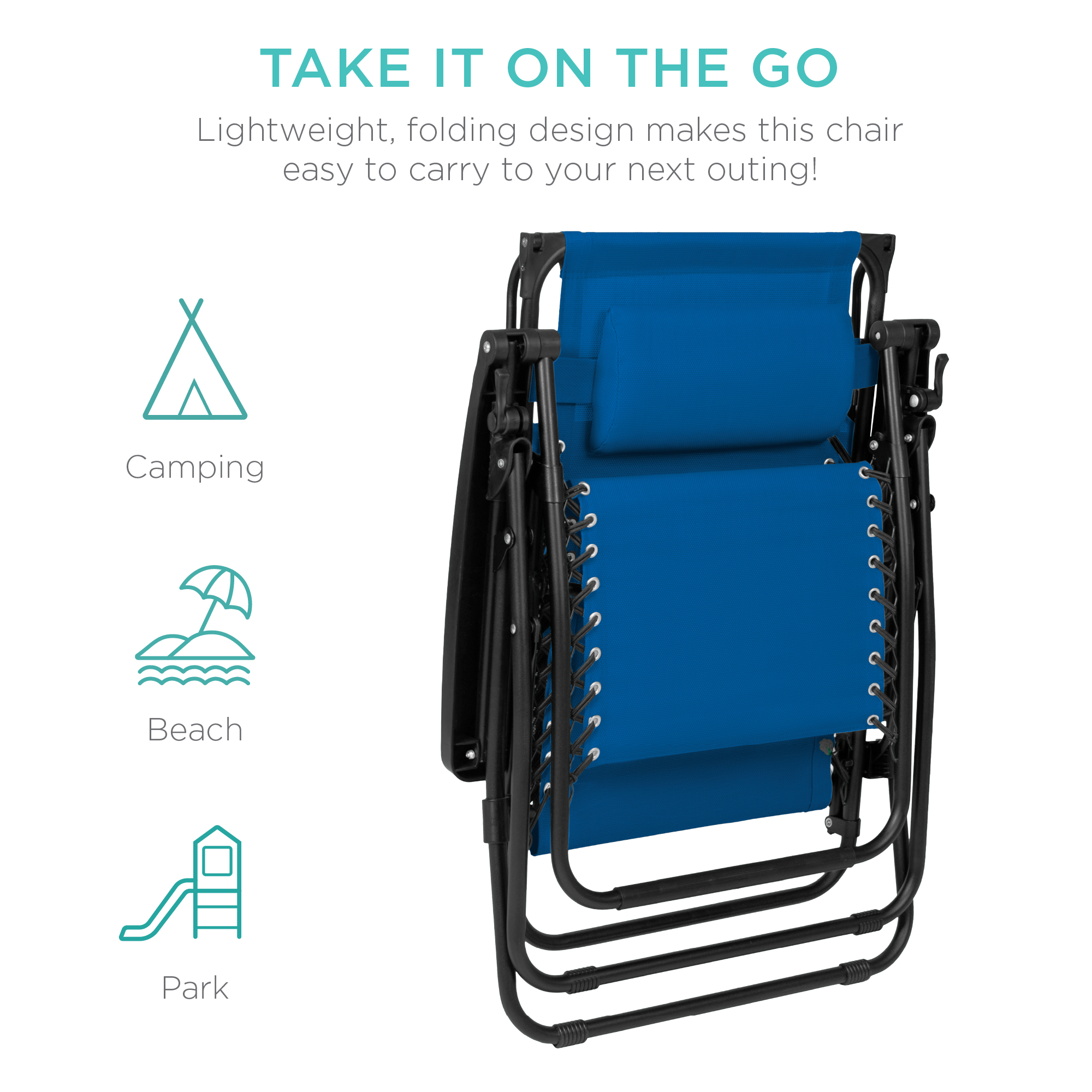 Best Choice Products Folding Zero Gravity Recliner Lounge Chair Canopy Side Tray