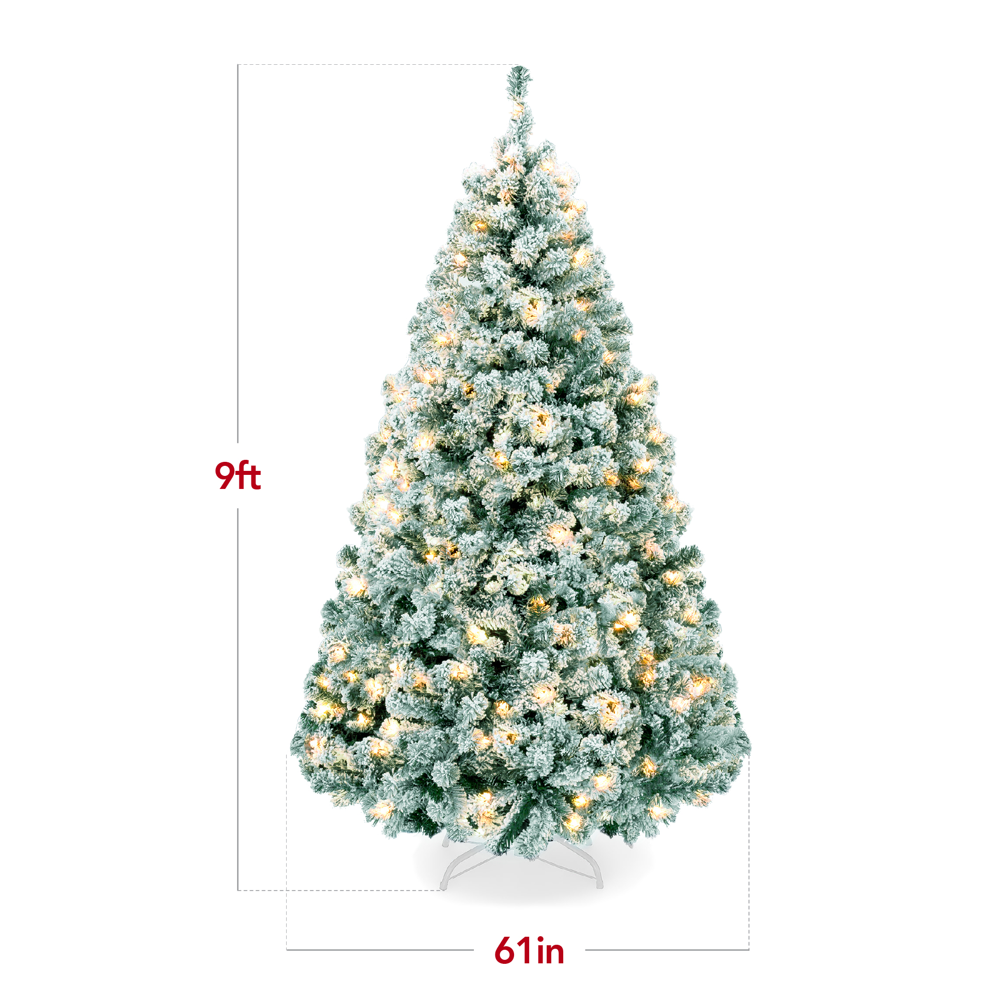 Best Choice Products Pre-Lit Flocked Artificial Pine Tree Lights