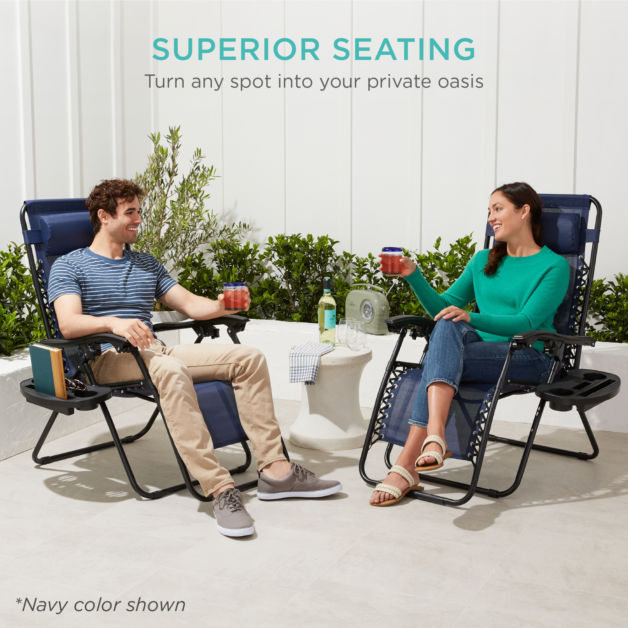 Best Choice Products Adjustable Zero Gravity Chair Recliners Cup Set of 2