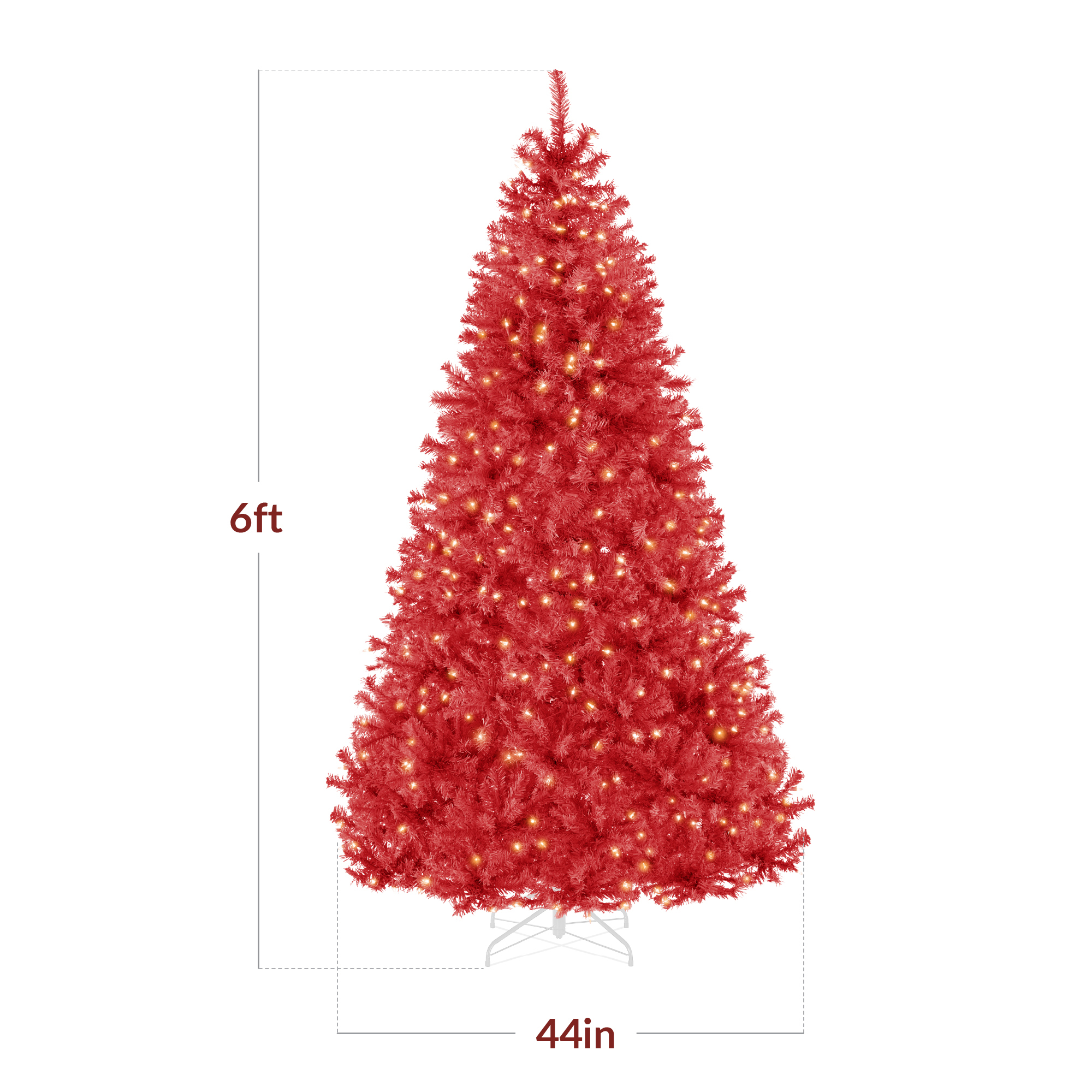 Best Choice Products Pre-Lit Artificial Christmas Tree Incandescent Lights Red