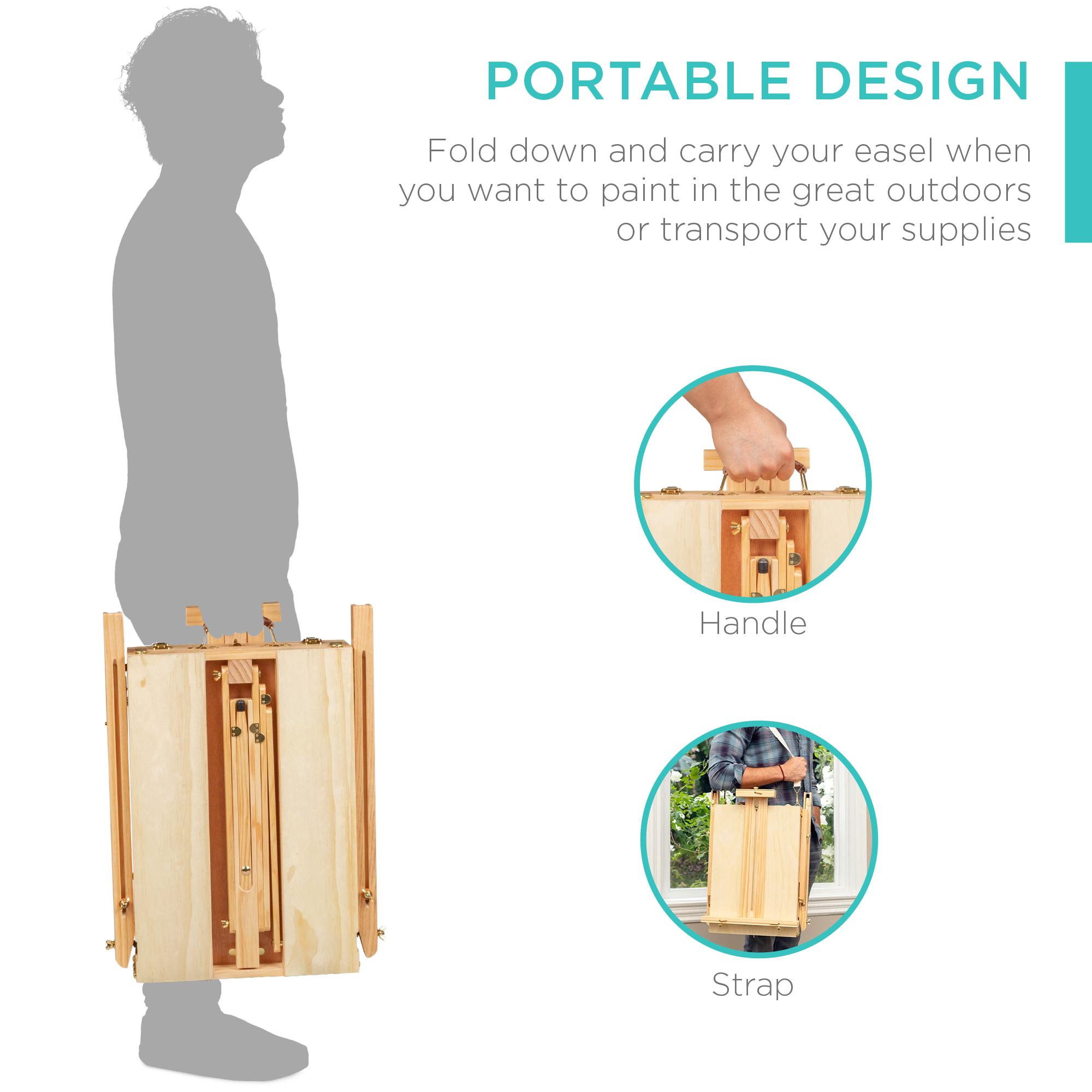 Best Choice Products Portable Wooden French Easel w/ Beginners Kit 32pc