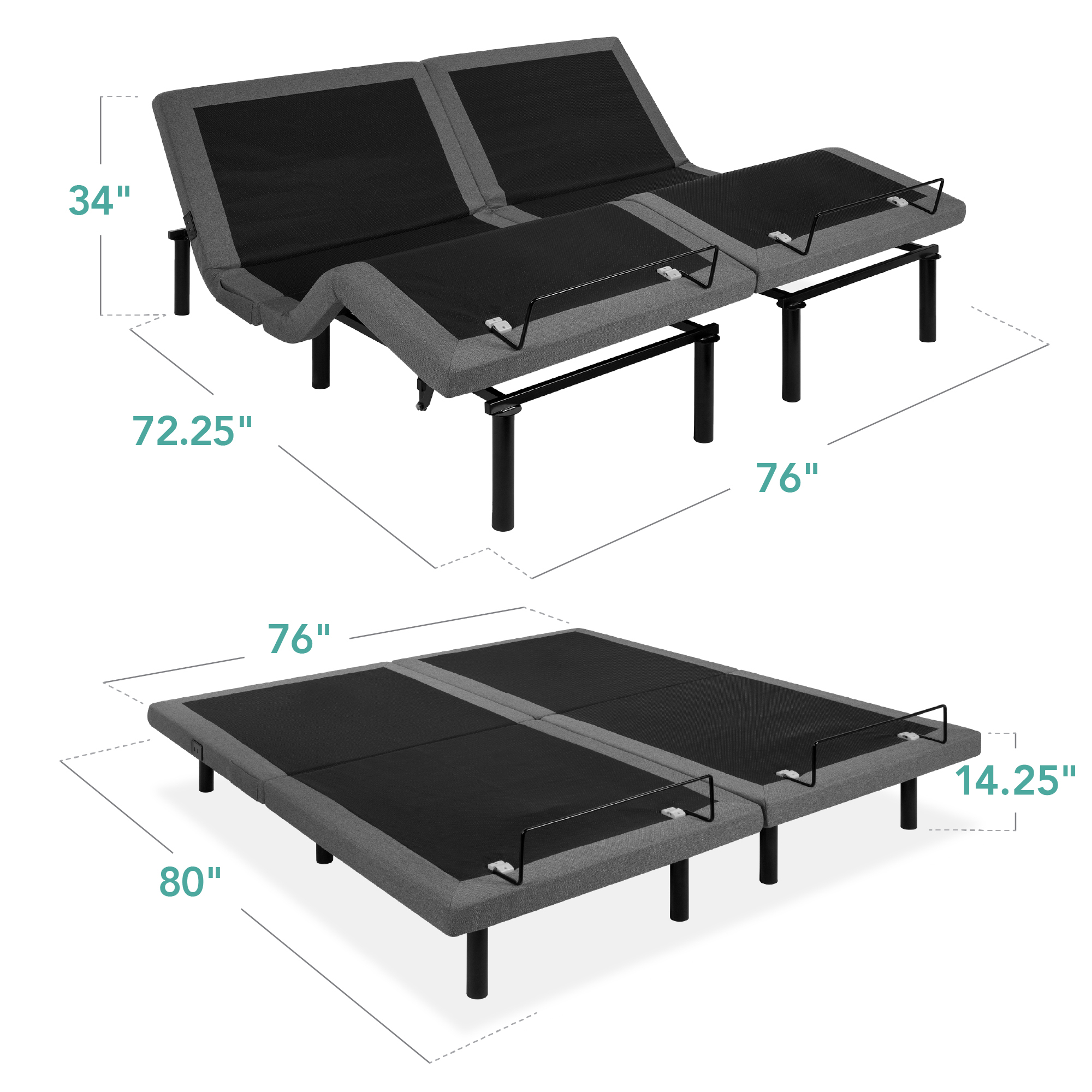 Best Choice Products Adjustable Bed Base Massage Remote USB Ports