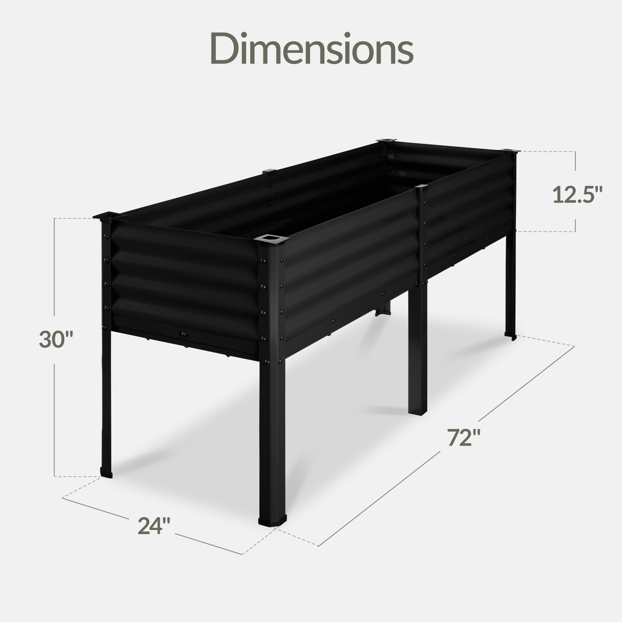 Best Choice Products Elevated Galvanized Metal Garden Bed – 72x24x30in​
