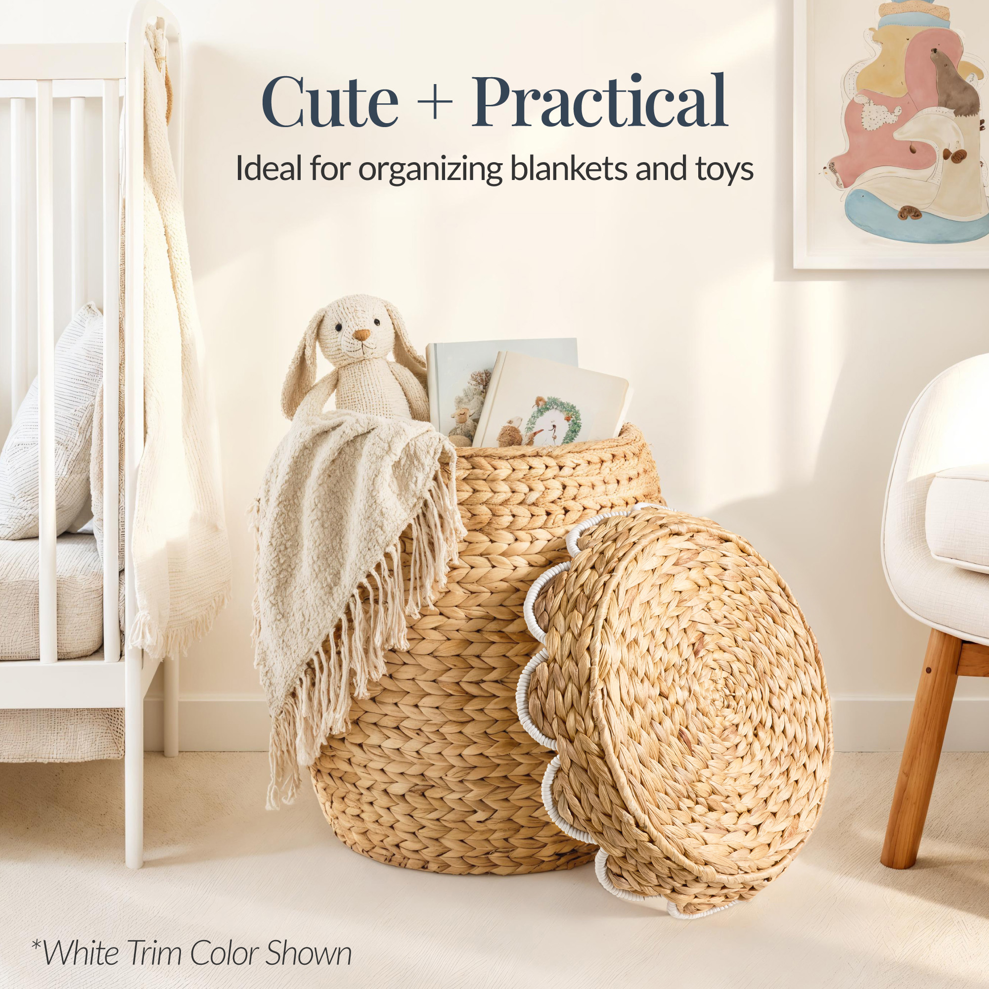 Best Choice Products Scalloped Hyacinth Storage Tote Basket - Thumbnail 5