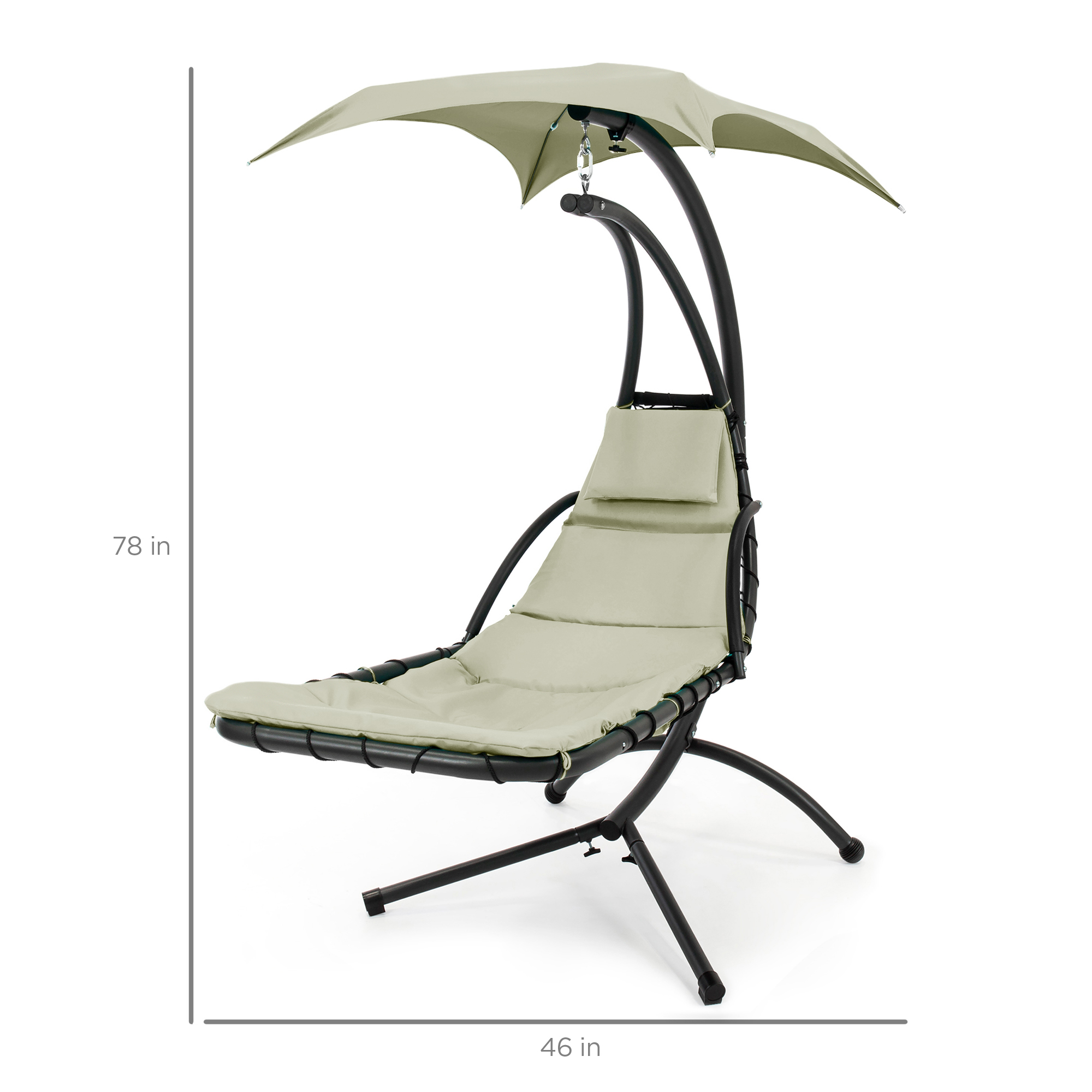 Best Choice Products Hanging Curved Chaise Lounge Chair Built-In Pillow
