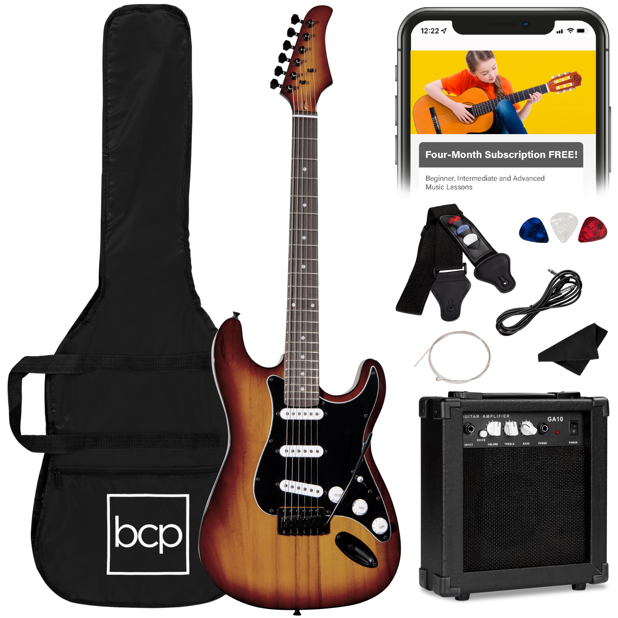 Best Choice Products Beginner Electric Guitar Kit Case 10W Amp
