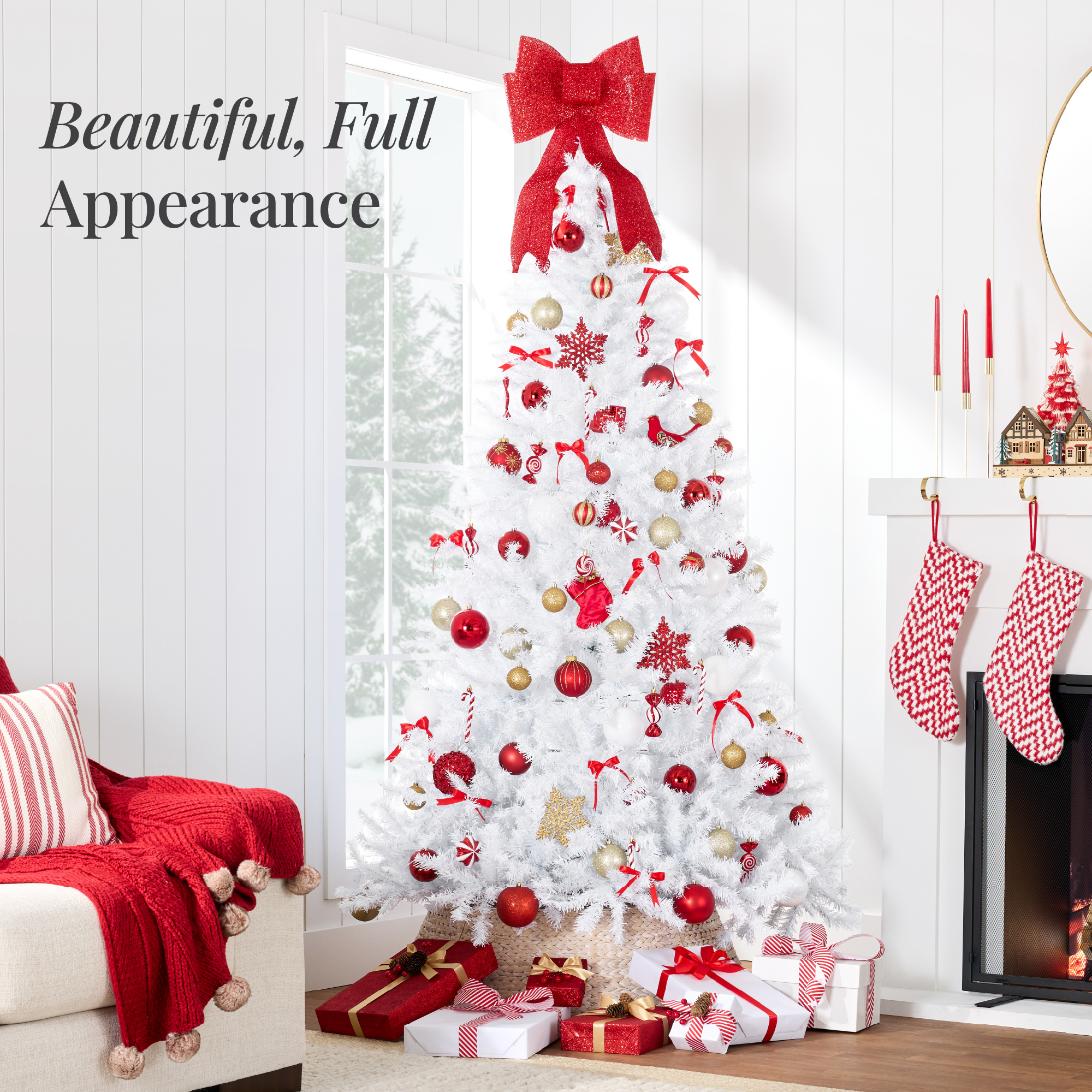 Best Choice Products Artificial Tree Unlit Pine Design w/Easy Assembly White