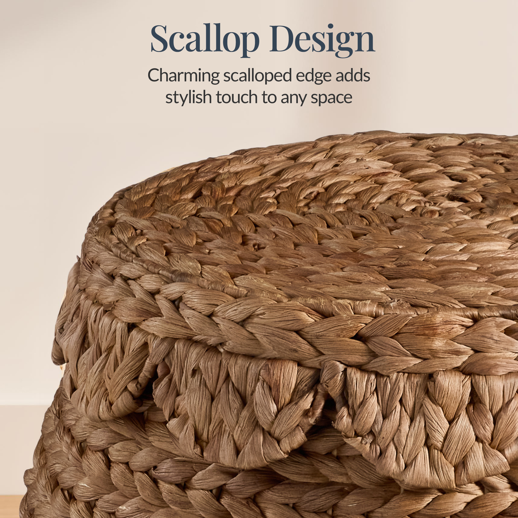 Best Choice Products Scalloped Hyacinth Storage Tote Basket - Thumbnail 4