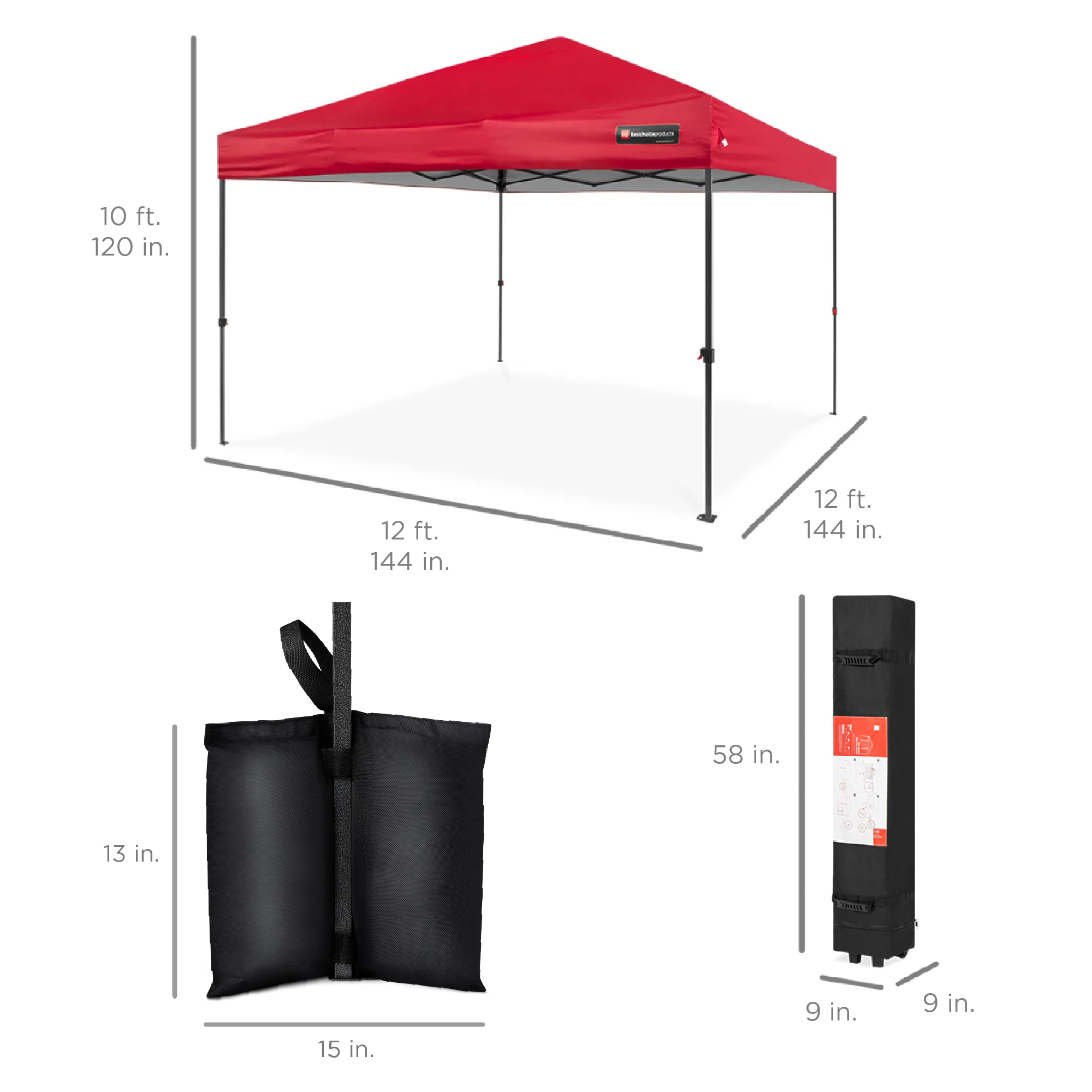 Best Choice Products One-Person Setup Instant Pop Up Canopy Case 4 12x12ft