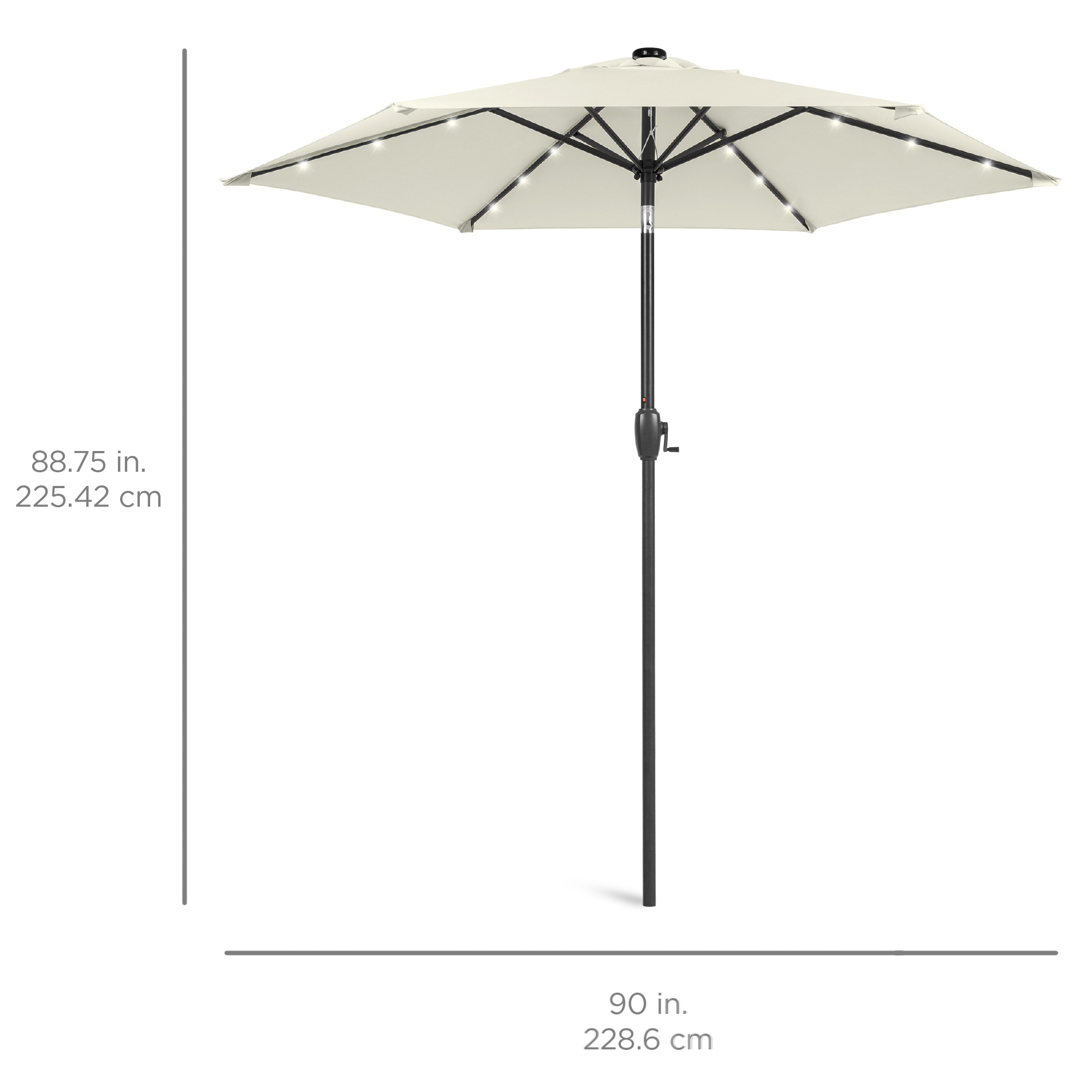 Best Choice Products Solar Umbrella Push Button Tilt Crank Lift - 7.5ft