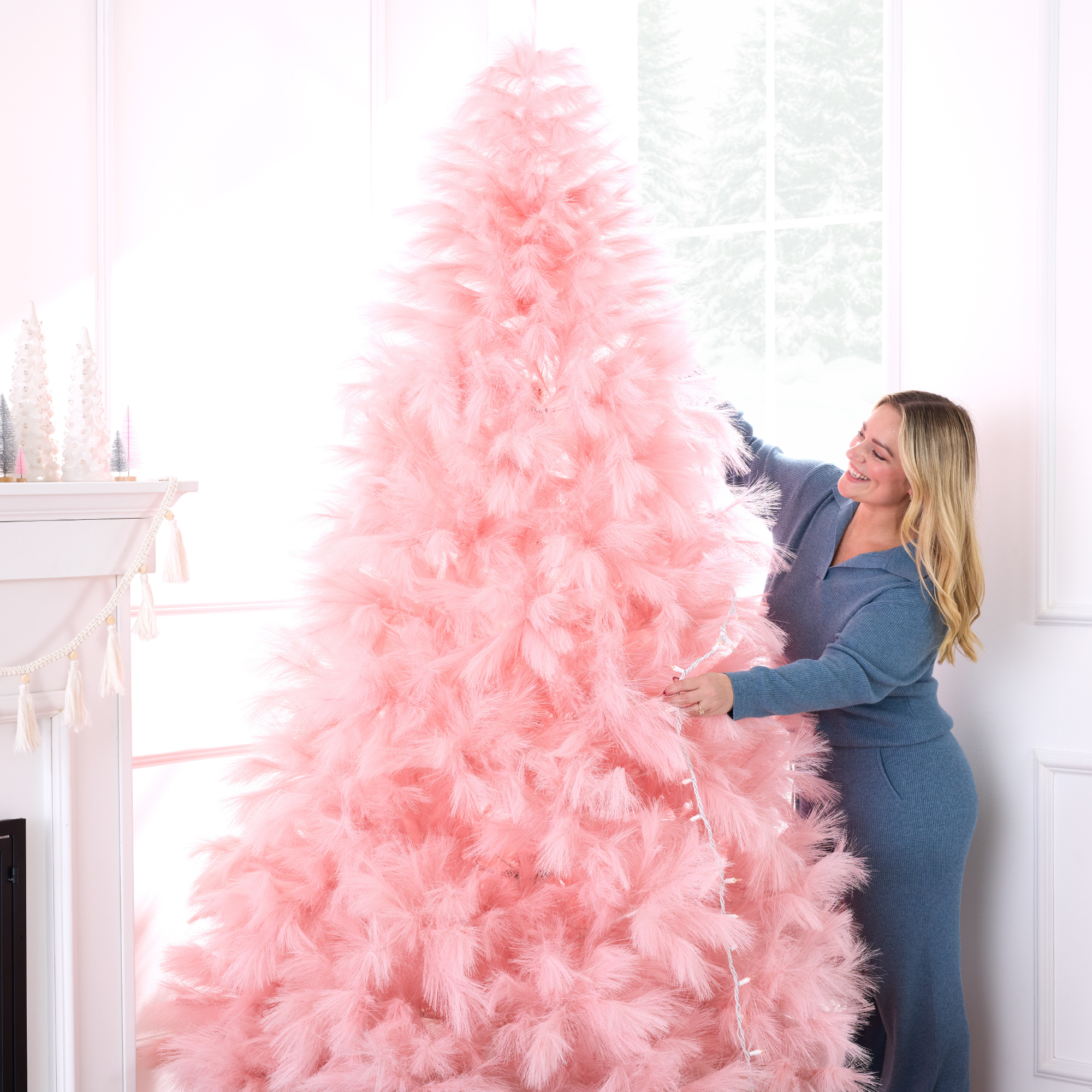 Best Choice Products Artificial Pampas Tree Foldable Metal Base Pink