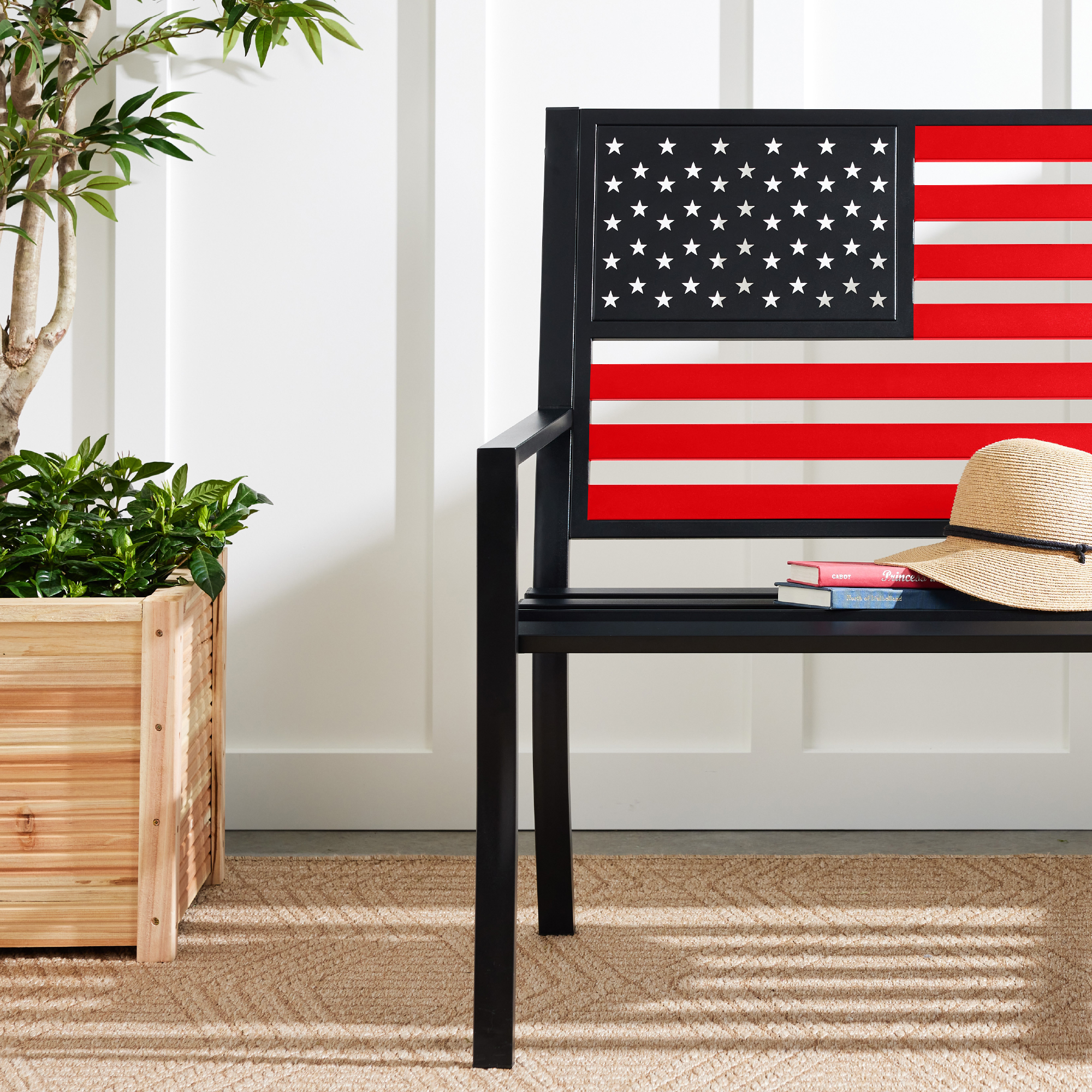 Best Choice Products Steel Bench American Flag Backrest Capacity 790lb ...