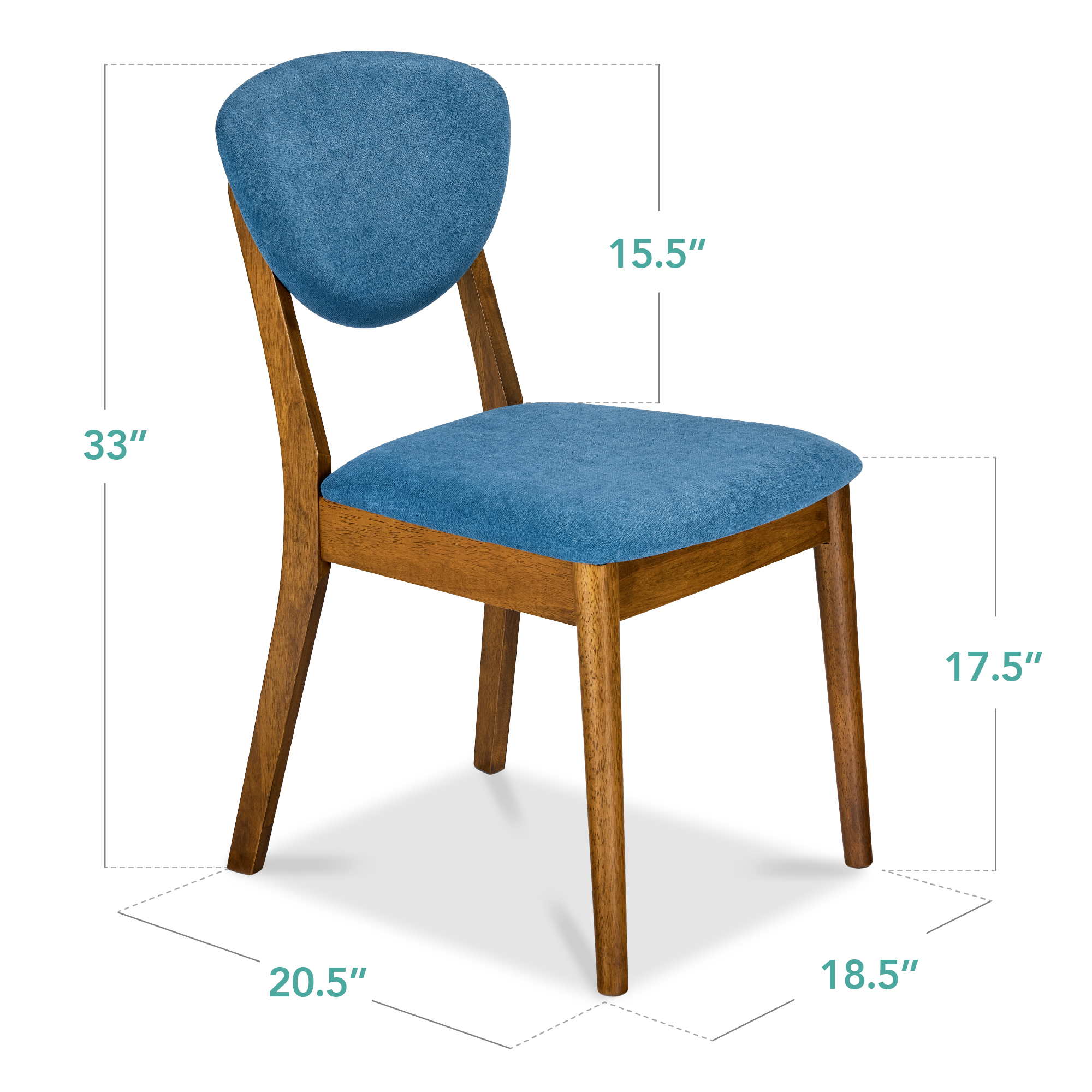 Best Choice Products 2-Piece Mid-Century Wood &Upholstered Dining Chair Set