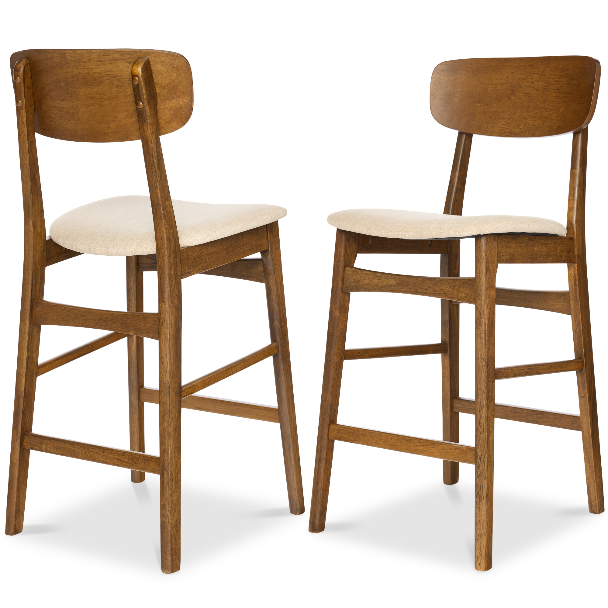 Best Choice Products 2-Piece Farmhouse Counter Height Bar Stool Set Cushioned