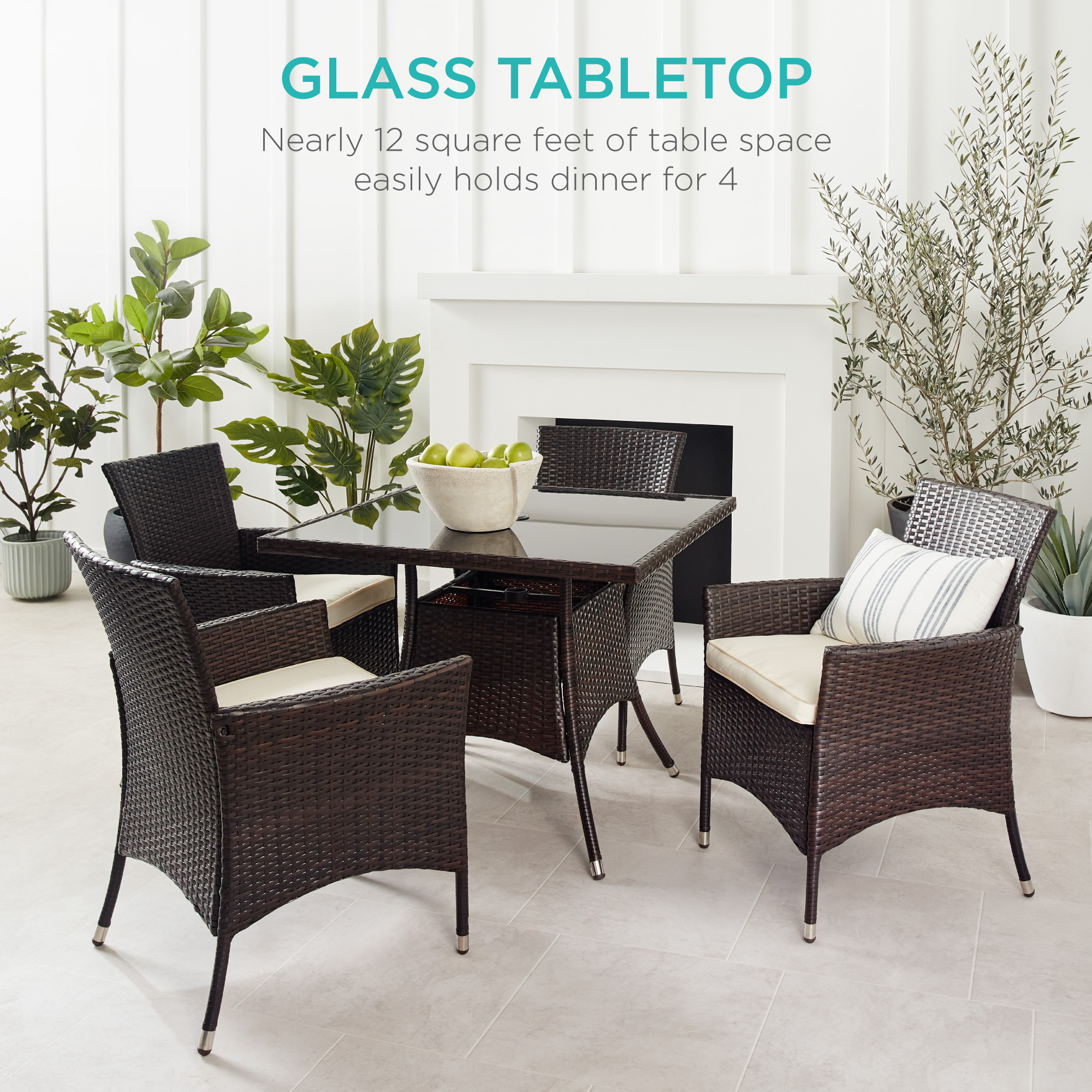 Best Choice Products 5-Piece Wicker Dining Table Set w/ 4 Chairs