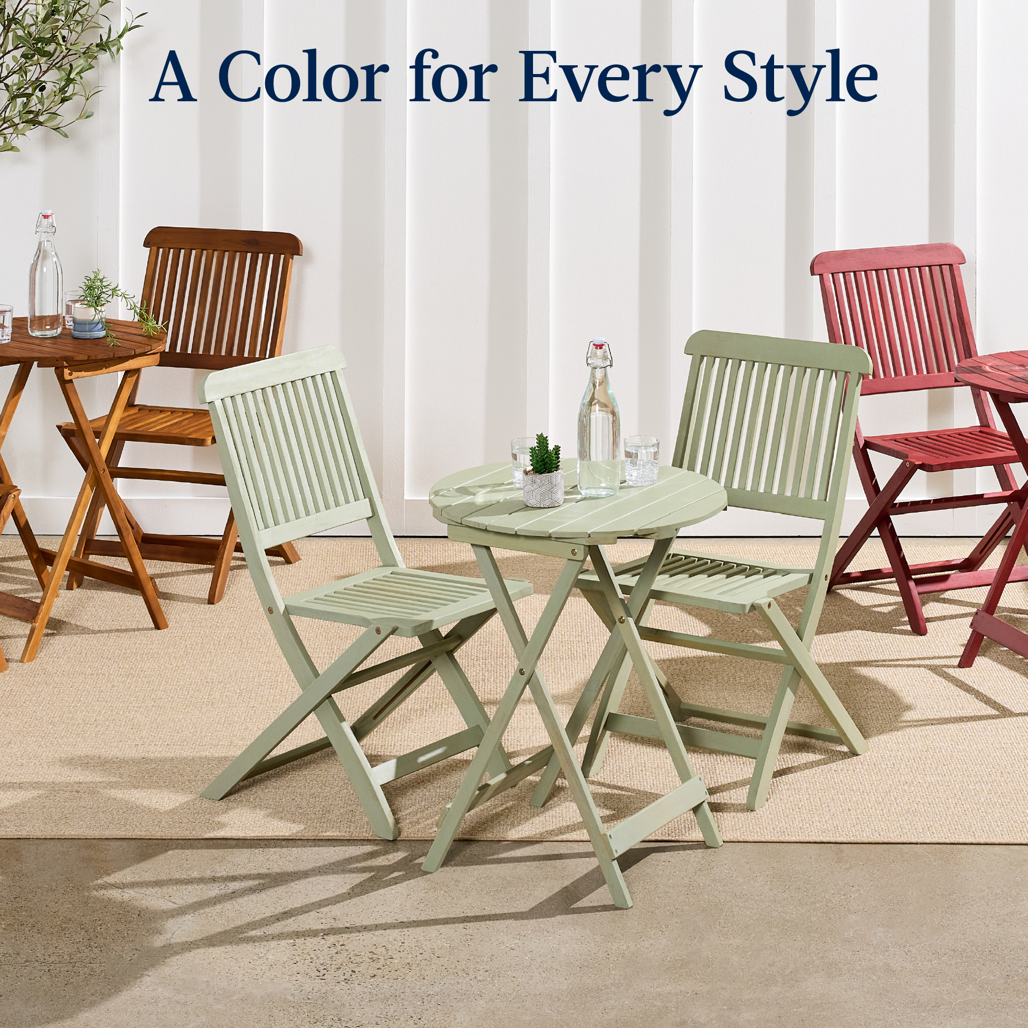 Best Choice Products 3-Piece Acacia Wood Bistro Set w/ Folding Table 2 Chairs