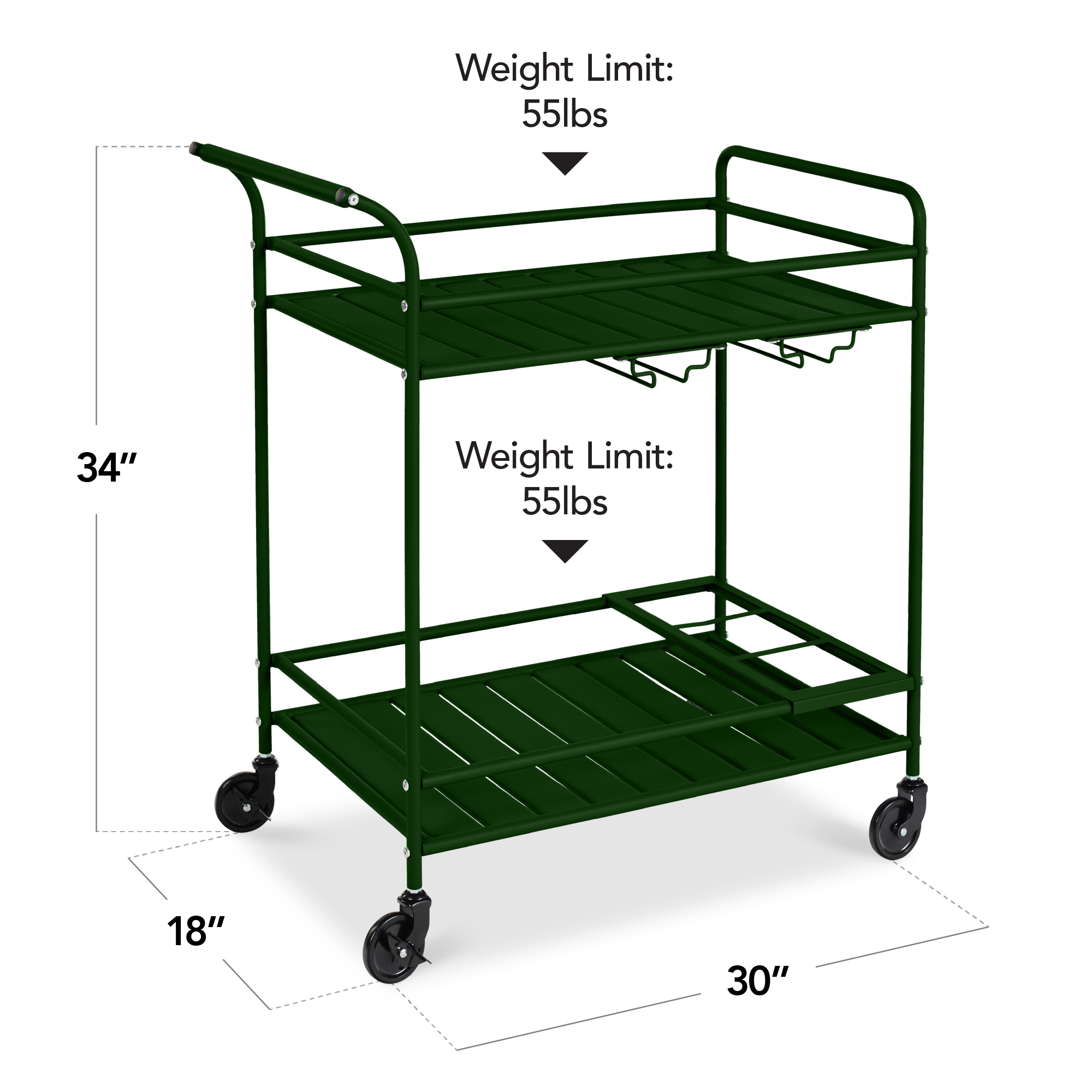 Best Choice Products Rolling Bar Cart Indoor/Outdoor Shelves Wine Rack 2-Tier