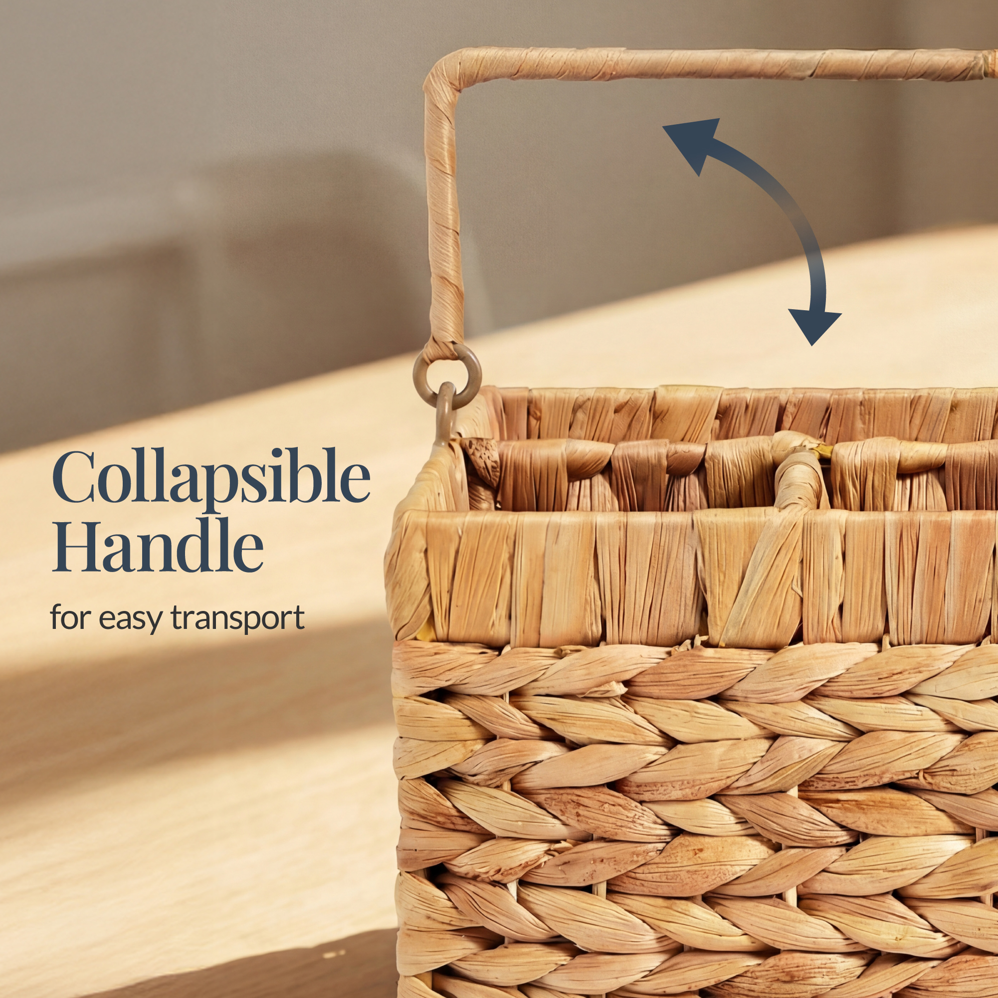 Handwoven Silverware Organizer w/ Handle, 4 Compartments – Natural — photo 2