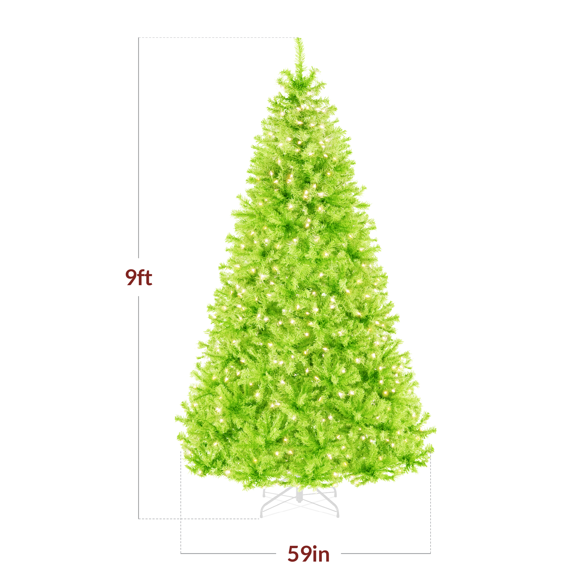 Pre-Lit Artificial Lime Green Christmas Tree w/ Incandescent Lights