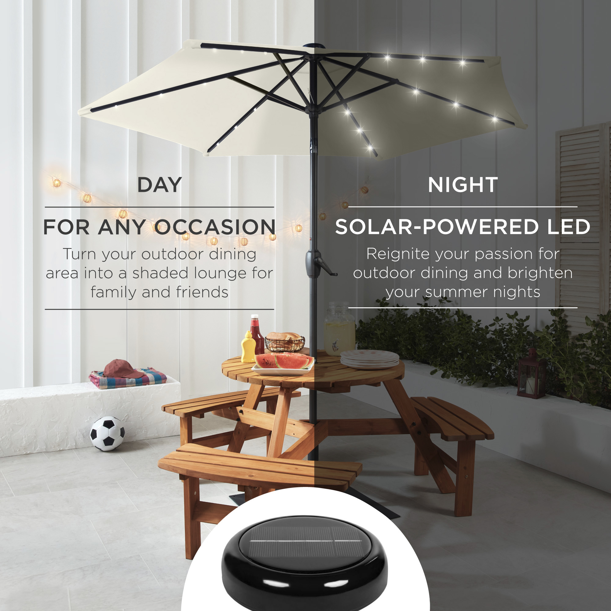 Best Choice Products Solar Umbrella Push Button Tilt Crank Lift - 7.5ft