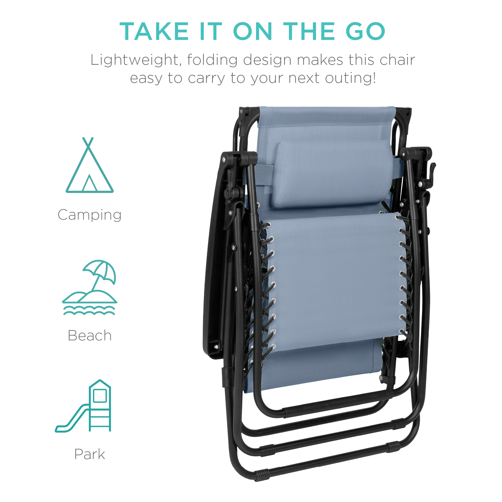 Best Choice Products Folding Zero Gravity Recliner Lounge Chair Canopy Side Tray