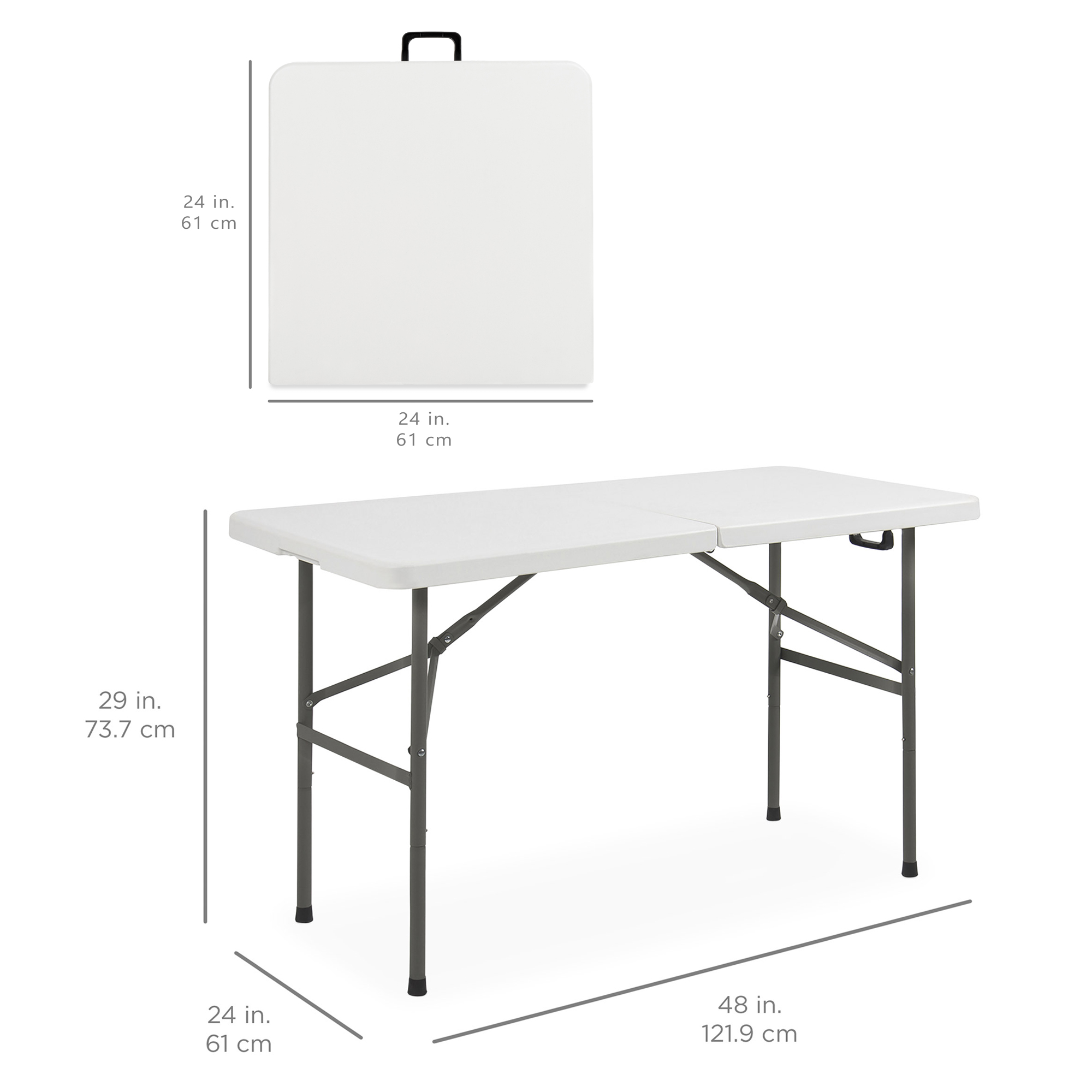 Best Choice Products Portable Folding Plastic Dining Table w/ Handle Lock - 4ft
