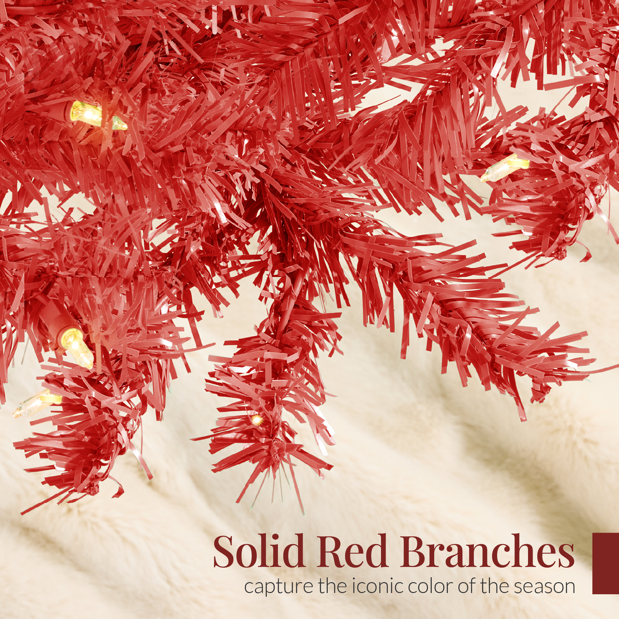 Best Choice Products Pre-Lit Artificial Christmas Tree Incandescent Lights Red