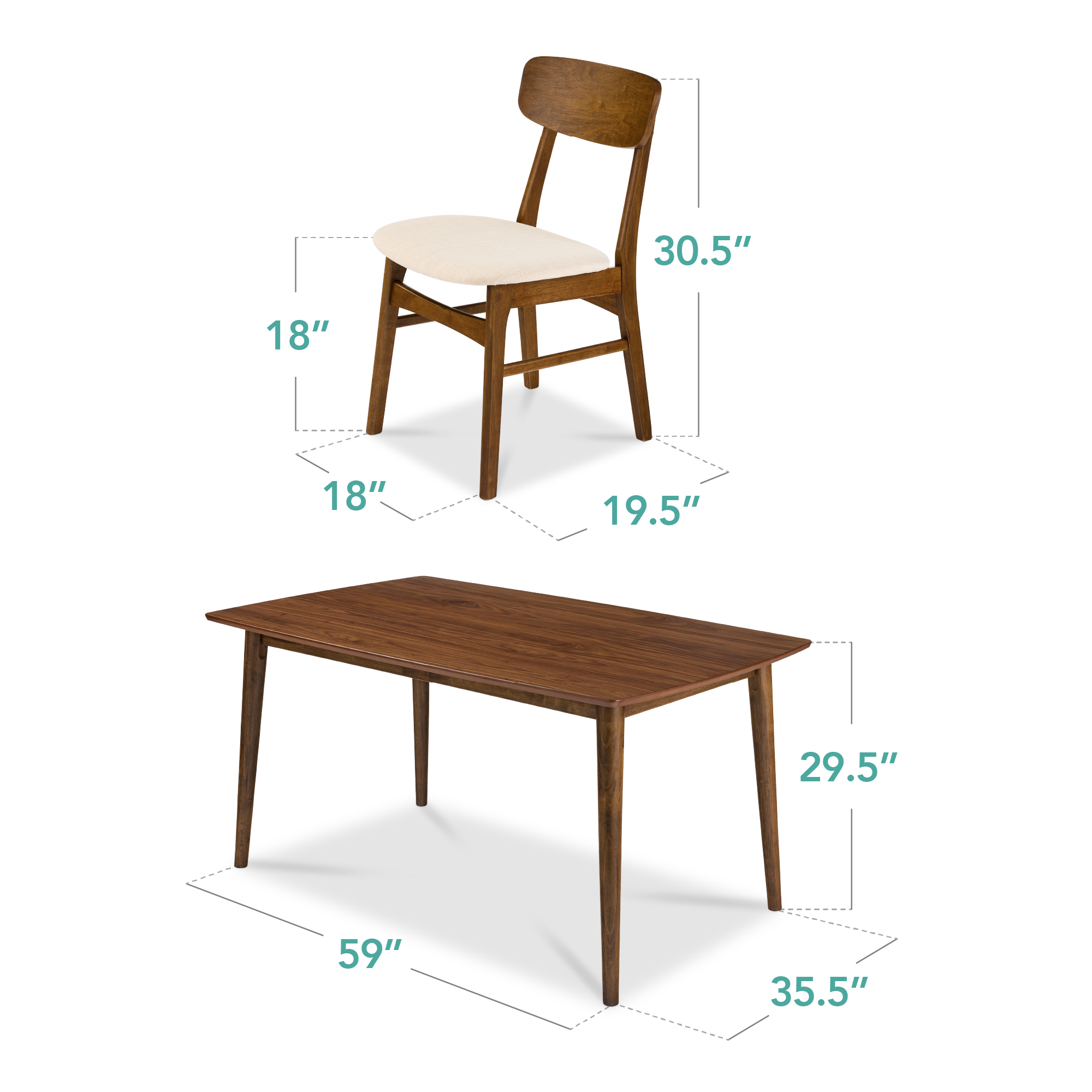 Best Choice Products 7-Piece Mid-Century Dining Set Wood Upholstered 6 Chairs