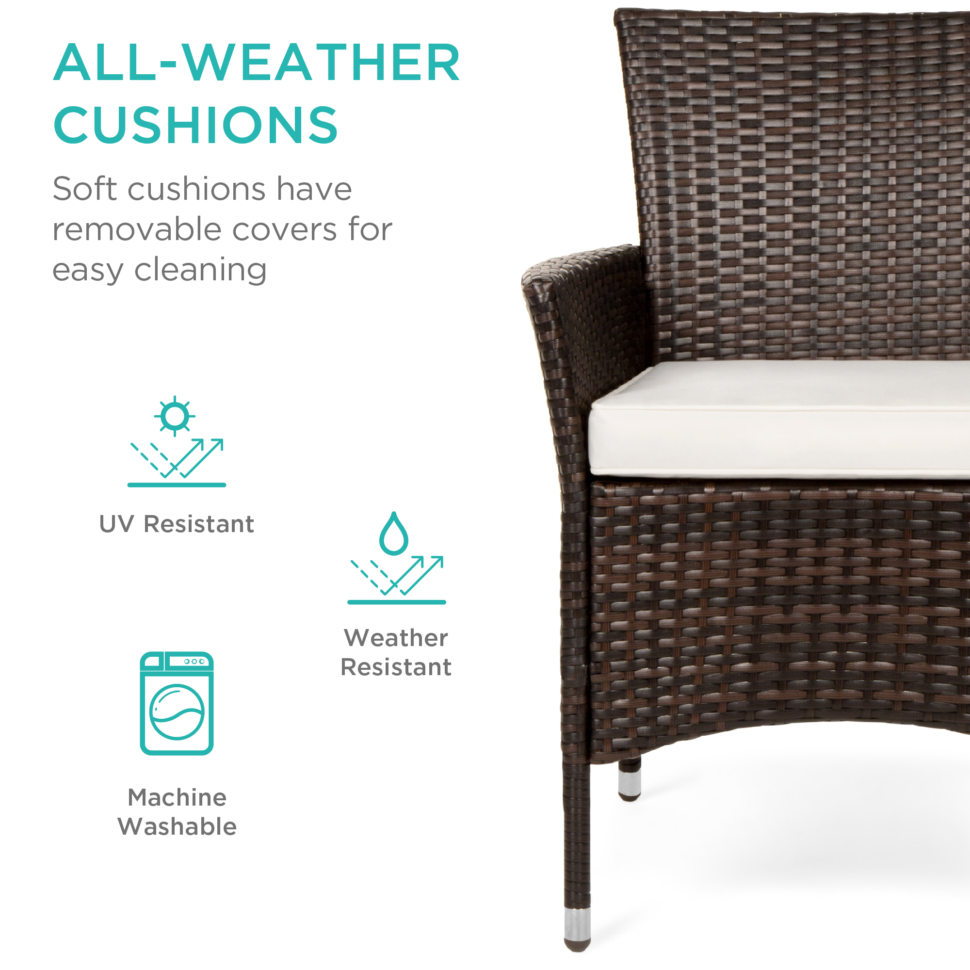 Best Choice Products 5-Piece Wicker Dining Table Set w/ 4 Chairs