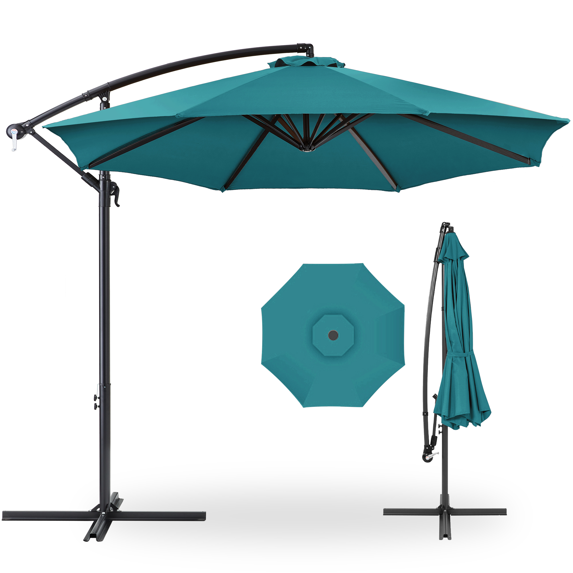 best choice products patio umbrella offset 11 Best Choice Products 10ft Offset Hanging Outdoor Market Patio Umbrella w/ Easy Tilt Adjustment