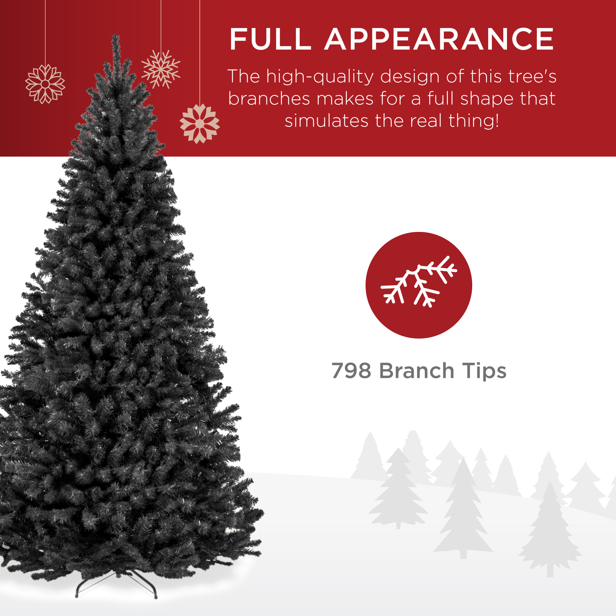 Best Choice Products Unlit Artificial Spruce Tree w/Easy Assembly Black