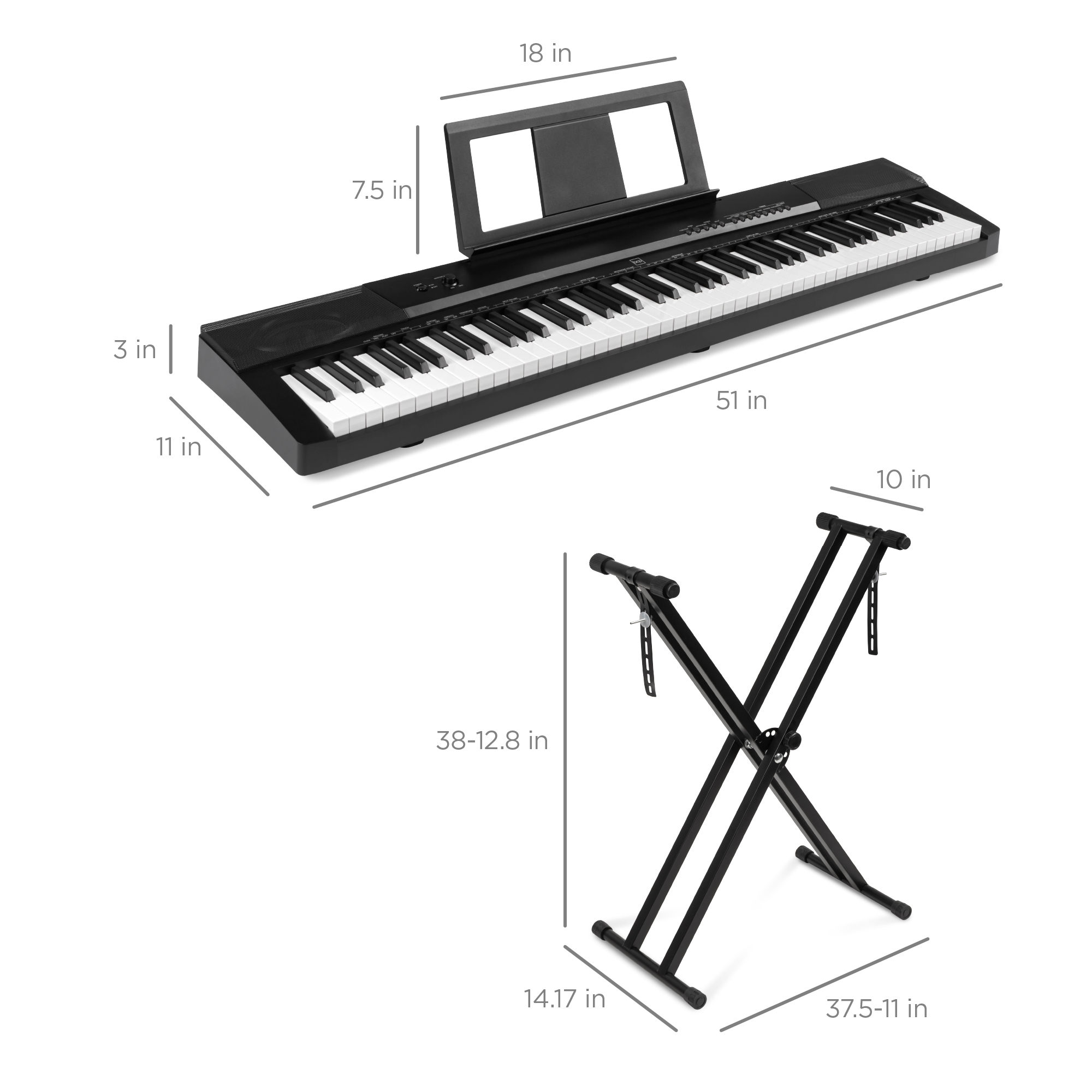 Best Choice Products SKY5484 88 Key Digital Piano Set - Black for