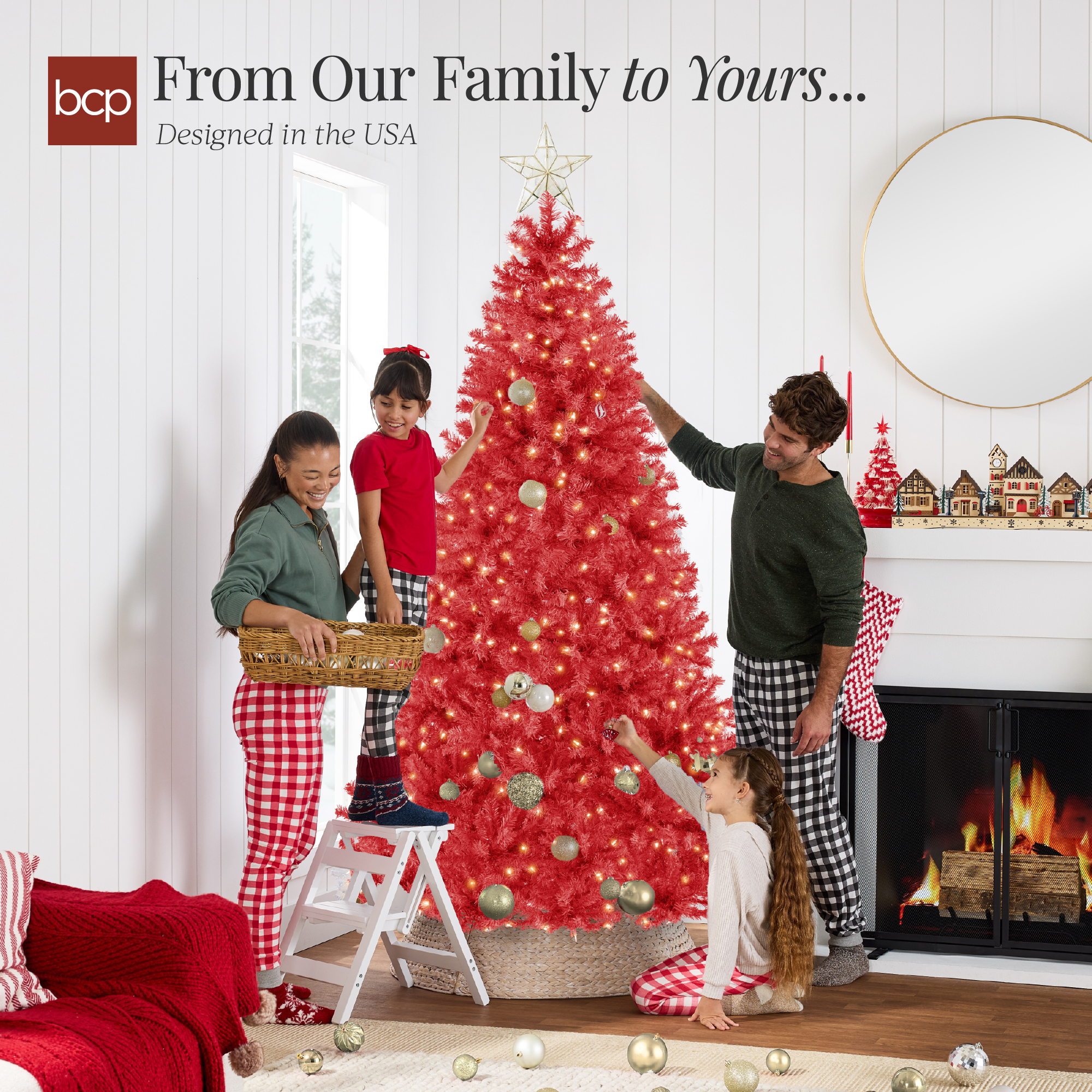 Best Choice Products Pre-Lit Artificial Christmas Tree Incandescent Lights Red