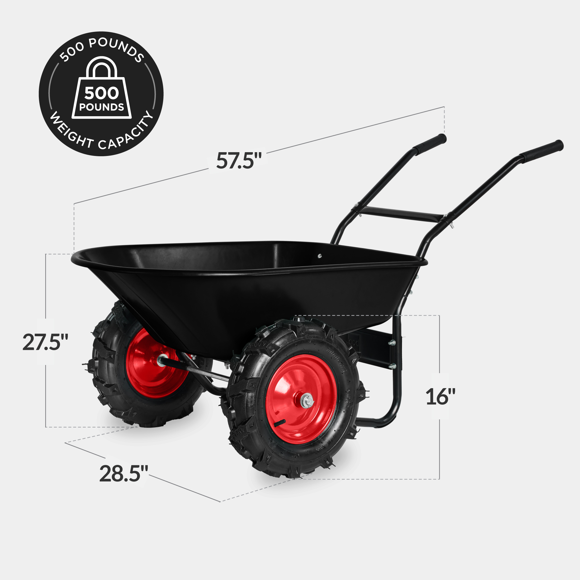 Best Choice Products Dual-Wheel Wheelbarrow w/Built in Stand Capacity 500lb