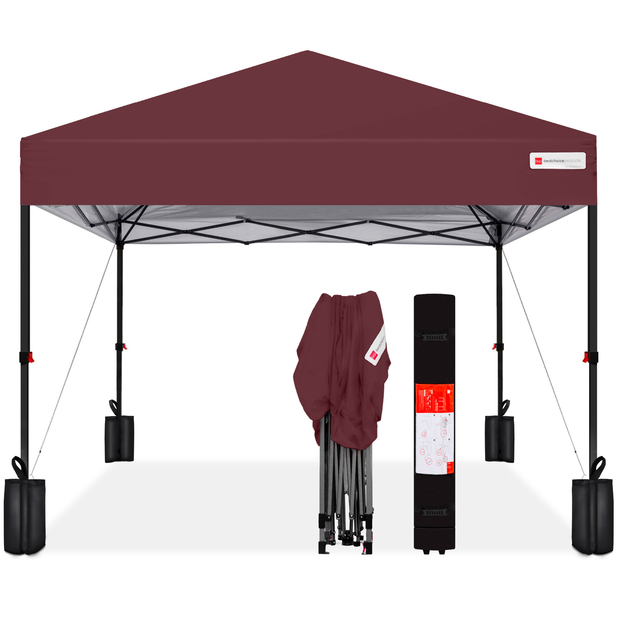 Best Choice Products One-Person Setup Instant Pop Up Canopy Case 4 Weight 8x8ft