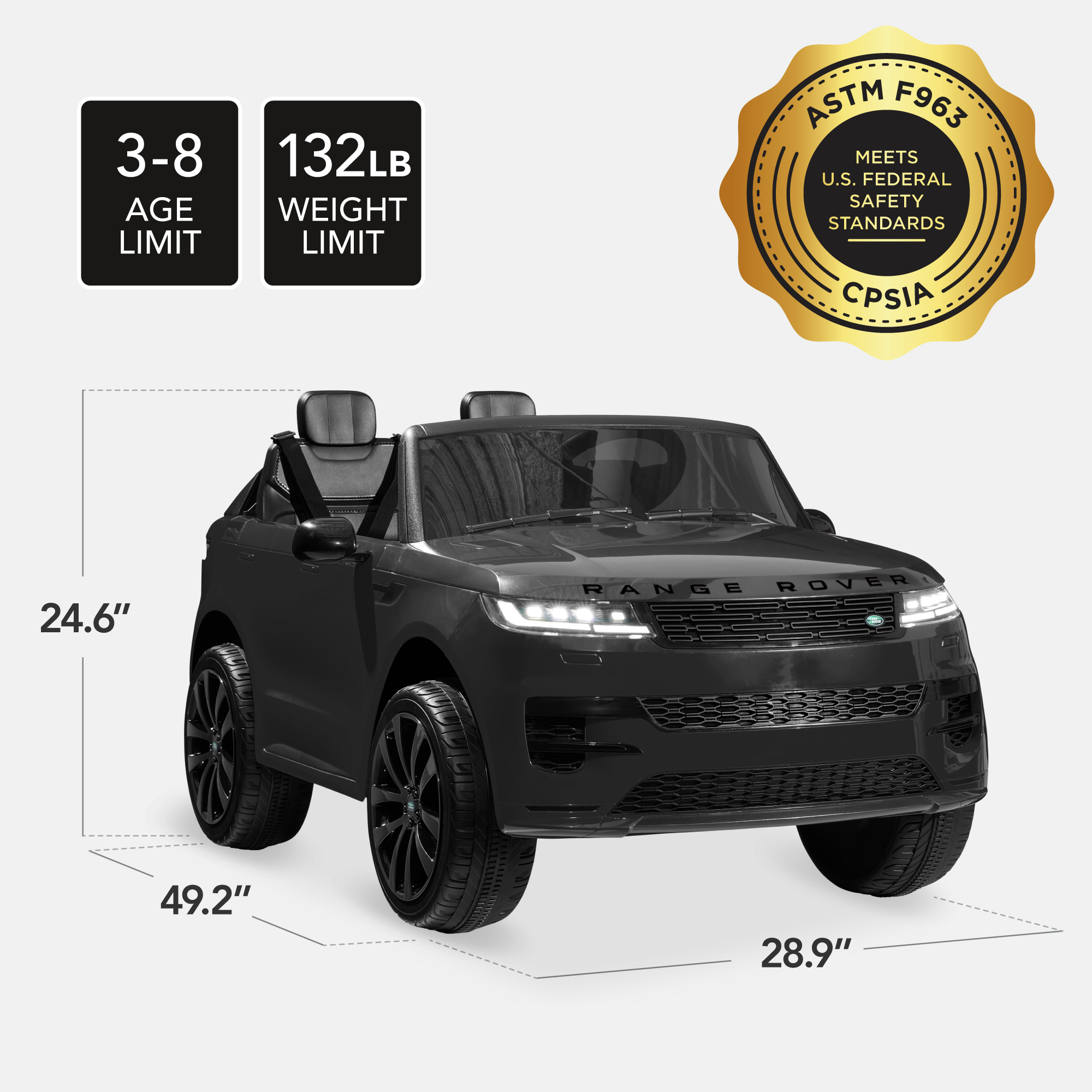 24V 2-Seater Licensed Range Rover Sport Ride-On Car w/ Parent Control ...