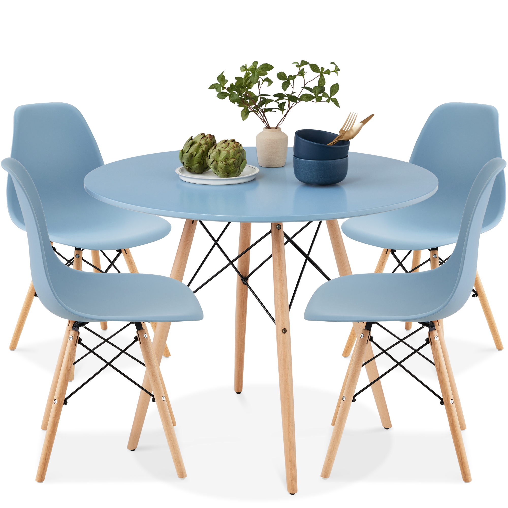 Best Choice Products 5-Piece Mid-Century Dining Set 4 Chairs Wooden Legs Metal
