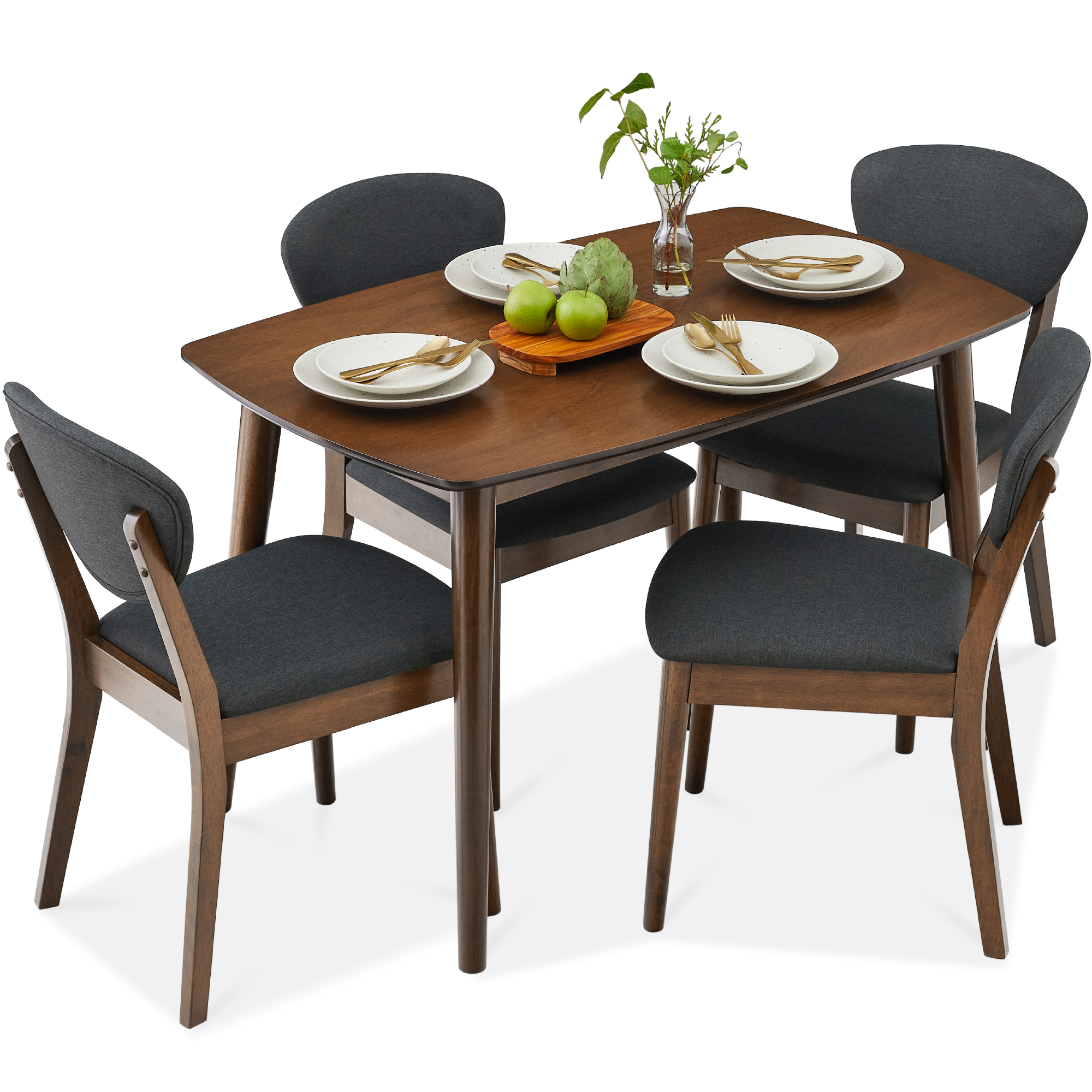 Best Choice Products 5-Piece Wooden Mid-Century Dining Set 4 Chairs Padded Seat